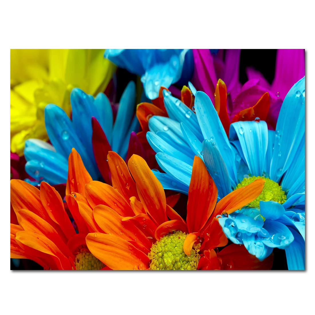 Vibrant Purple Verbena & Sunflower Canvas Wall Art - Framed Modern Floral Painting for Living Room, Bedroom Decor (12x16 Inch, Ready to Hang)