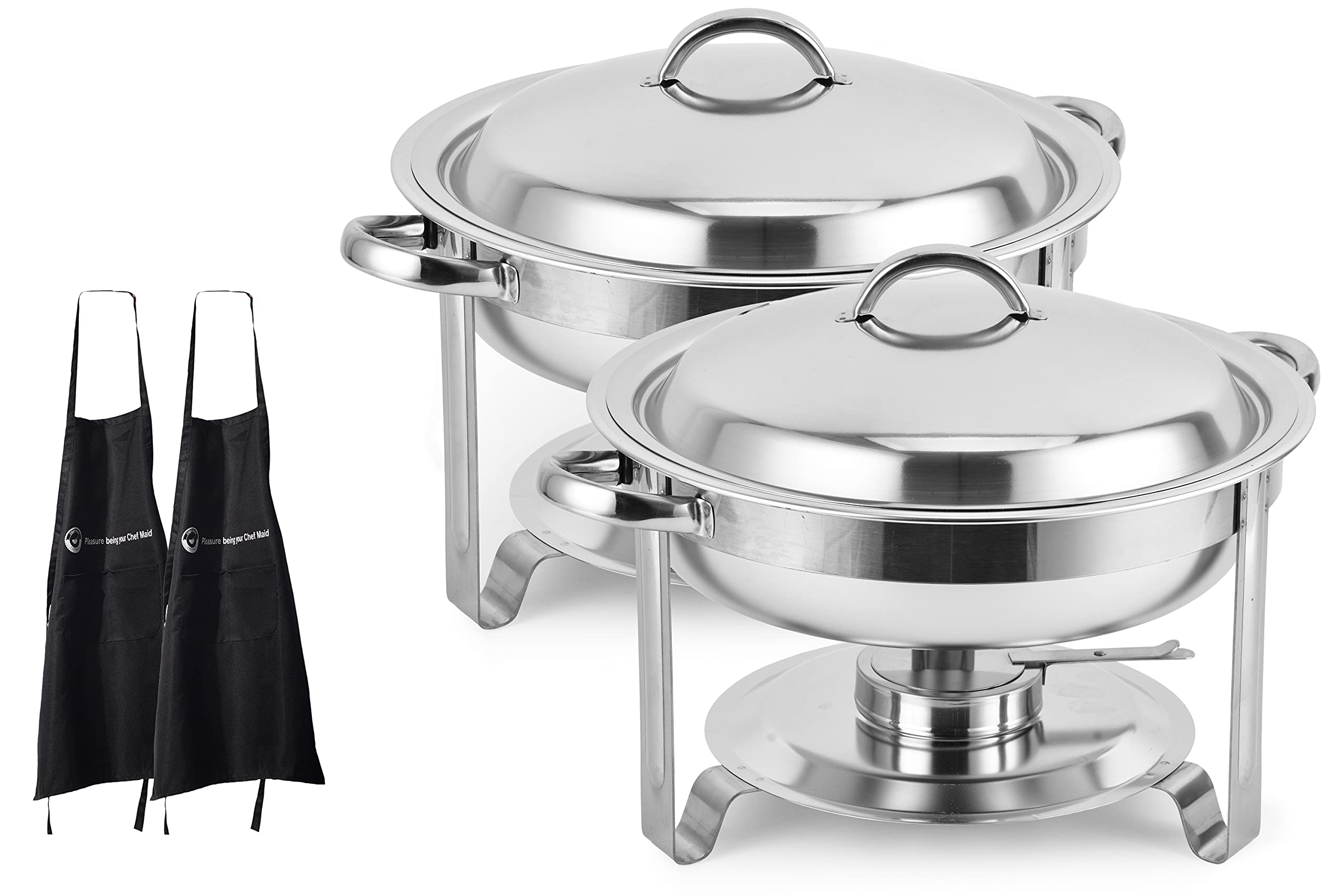 2-Pack Stainless Steel Round Chafing Dish Buffet Set - 4 Quart Capacity Each - Perfect for Catering, Buffets, and Party Food Serving