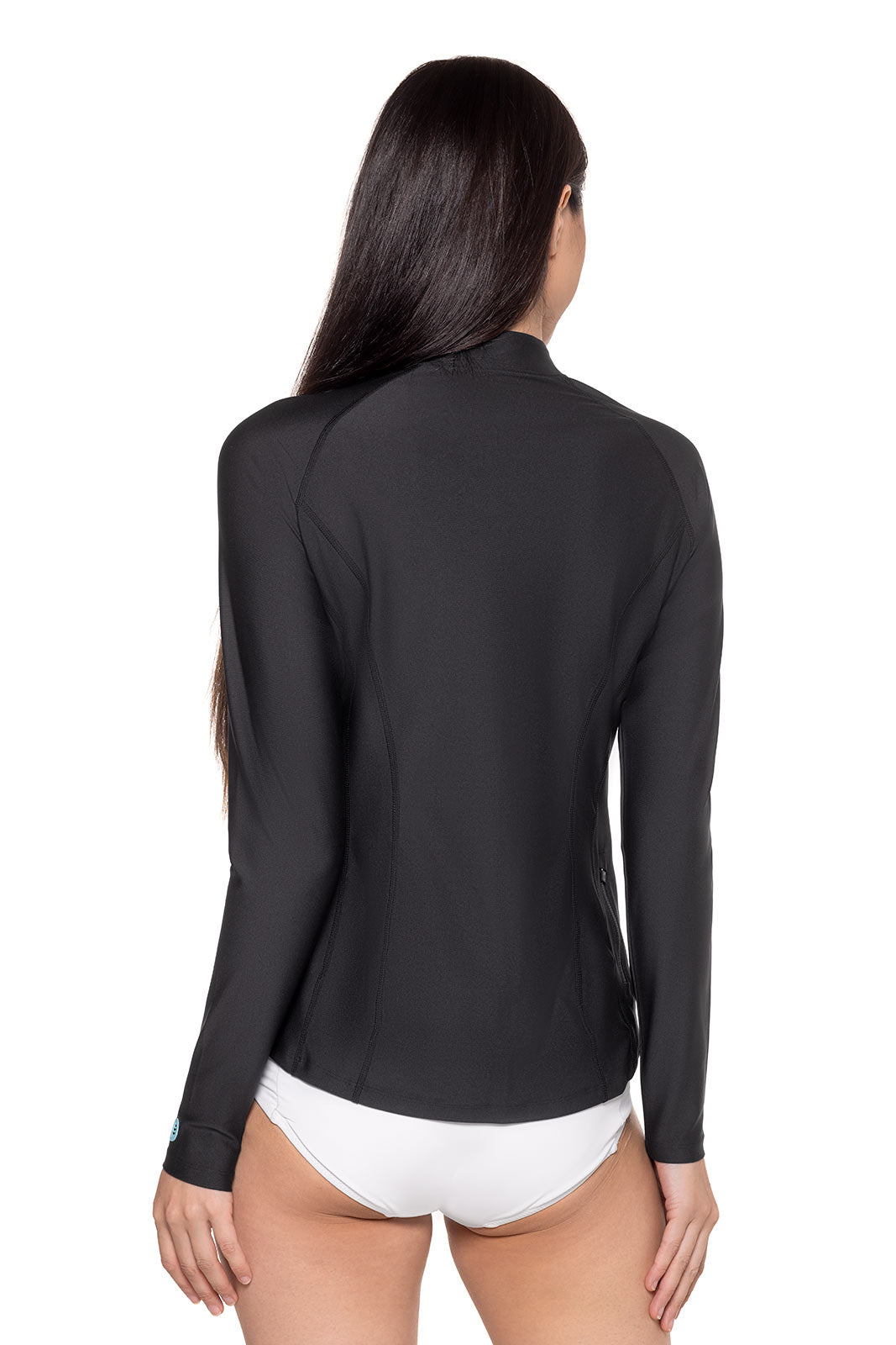 Women's Long Sleeve Rash Guard UV Protection Swim Shirt for Surfing, Swimming & Water Sports - Black