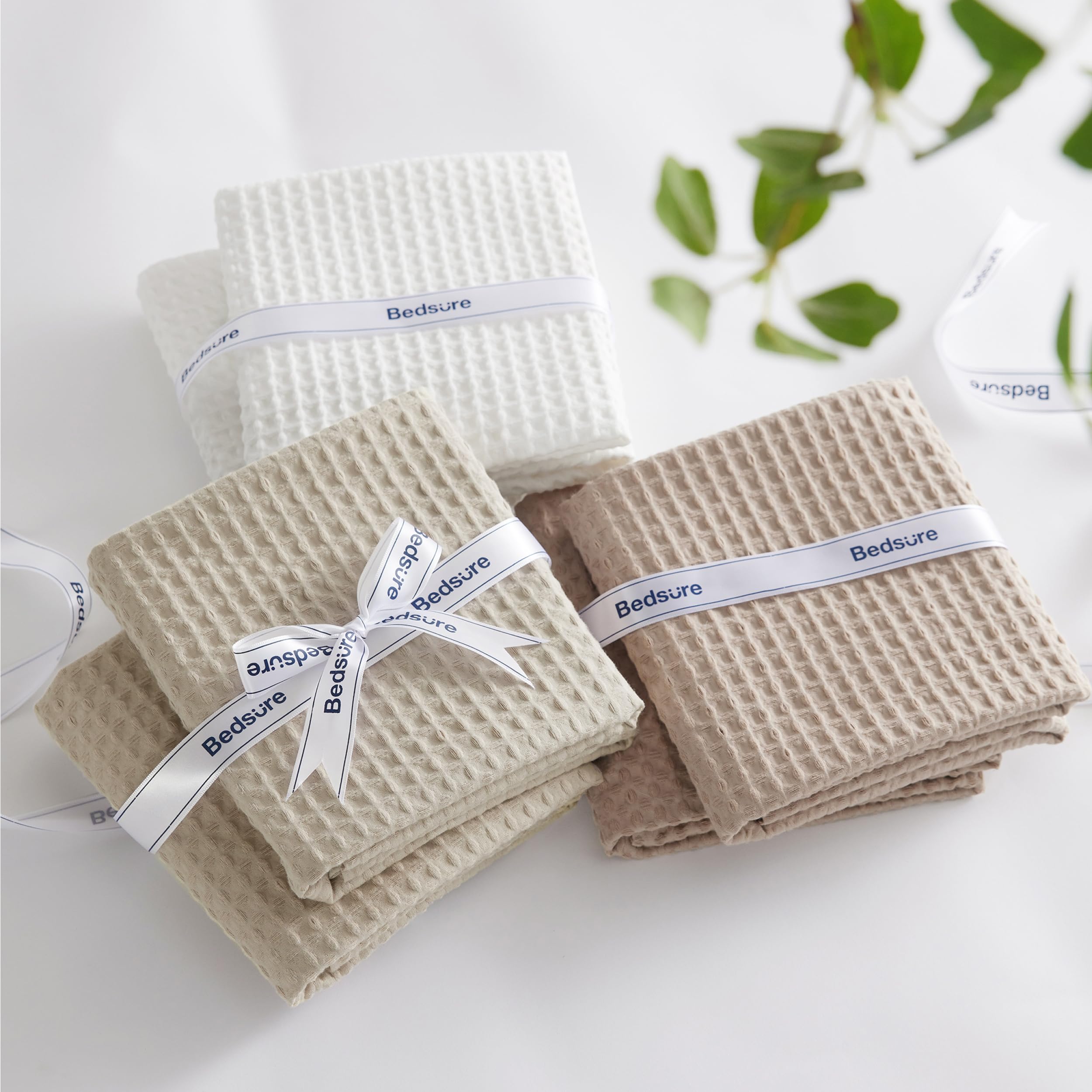Bedsure 100% Cotton Waffle Weave Euro Sham Pillowcases 26x26 Inches 2 Pack - Envelope Closure for Bed, Sofa & Couch - Home Decor & Gift Idea - Breathable & Soft for All Seasons