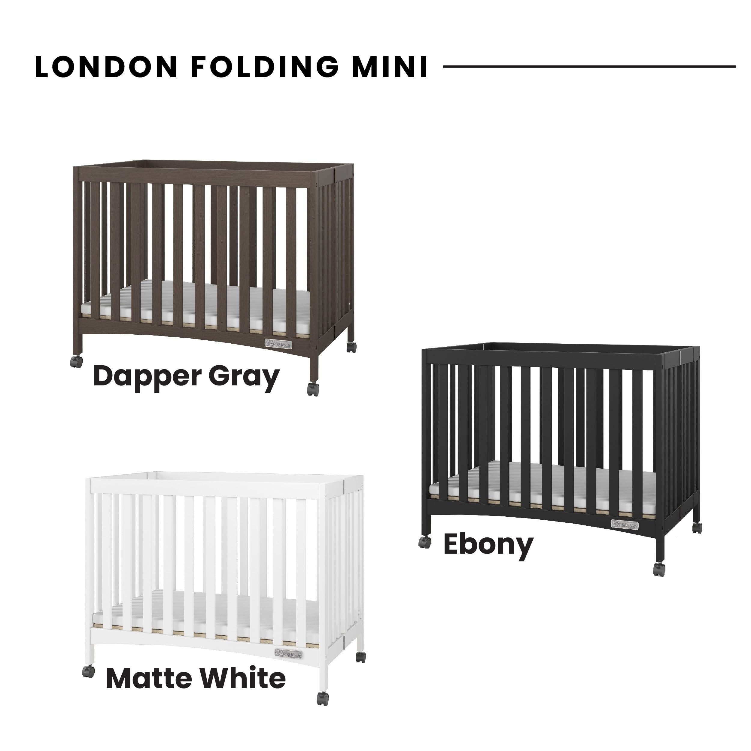 Child Craft London Mini Compact Folding Portable Crib with 2