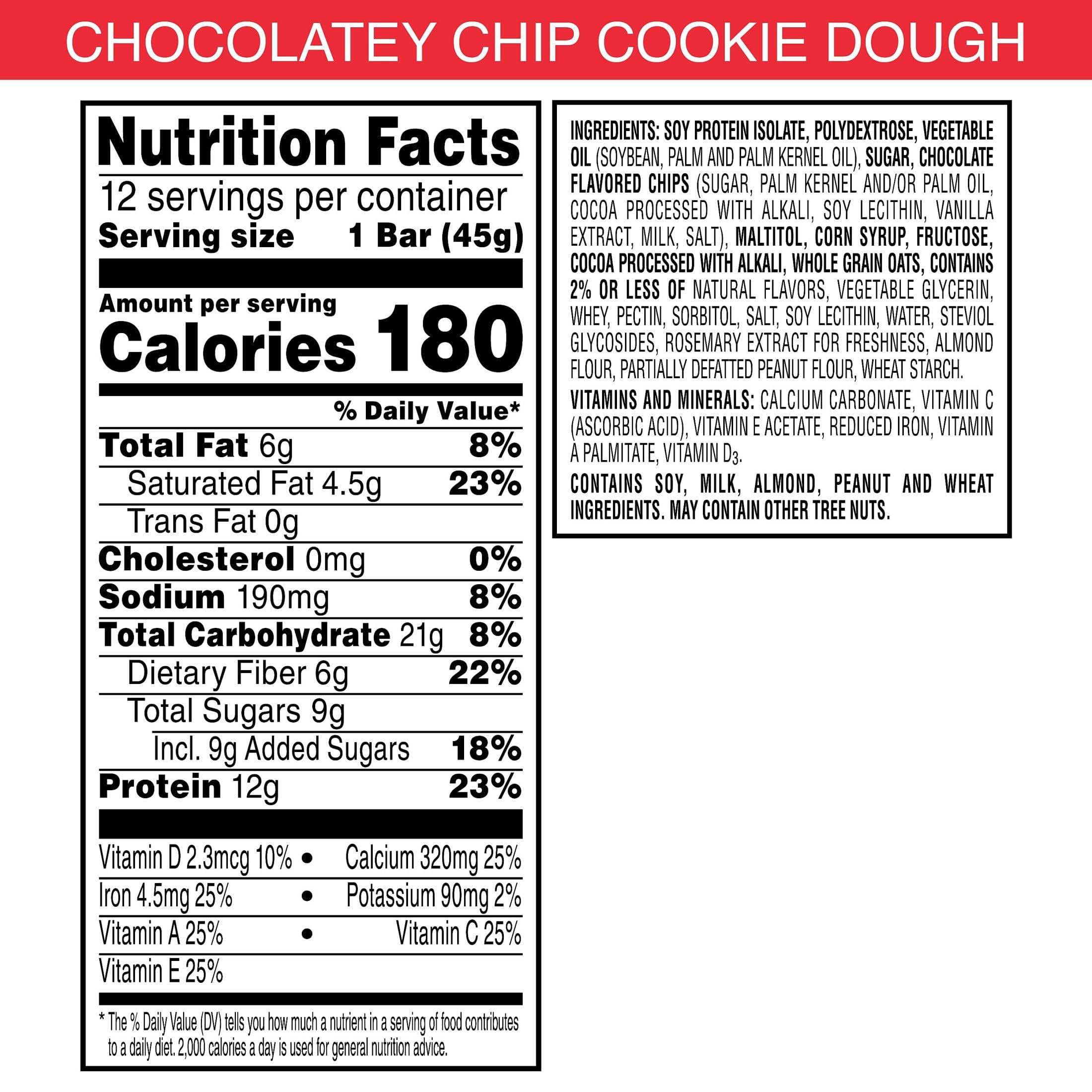 Kellogg's Special K Protein Bars - Chocolate Chip Cookie Dough Flavor, 19oz (12 Count) | High Protein Meal Replacement & Healthy Snacks for Weight Loss, On-the-Go Nutrition | Perfect for Workouts, Office Snacking & Travel