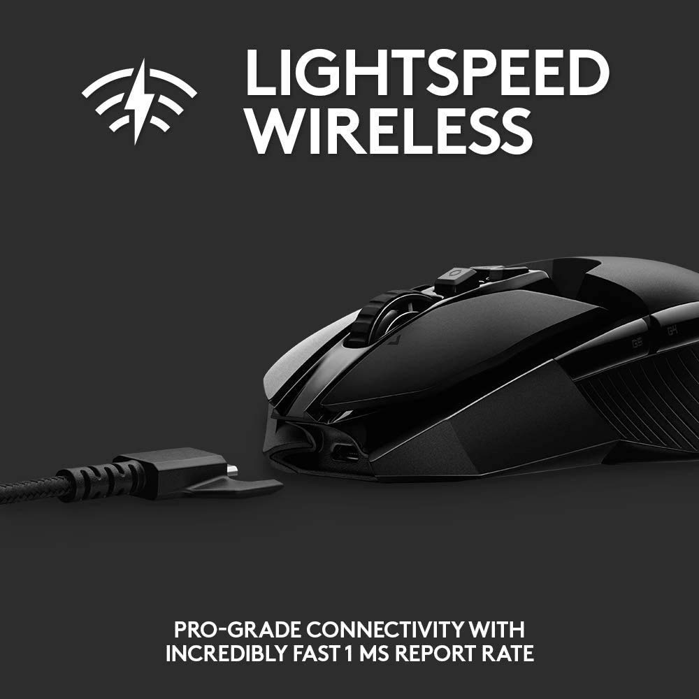 Logitech G903 Hero 16K Sensor Lightspeed Wireless Gaming Mouse - High Precision 16000 DPI, RGB Lighting, 140h Battery (Renewed) - Perfect for FPS, MOBA & Esports Gaming