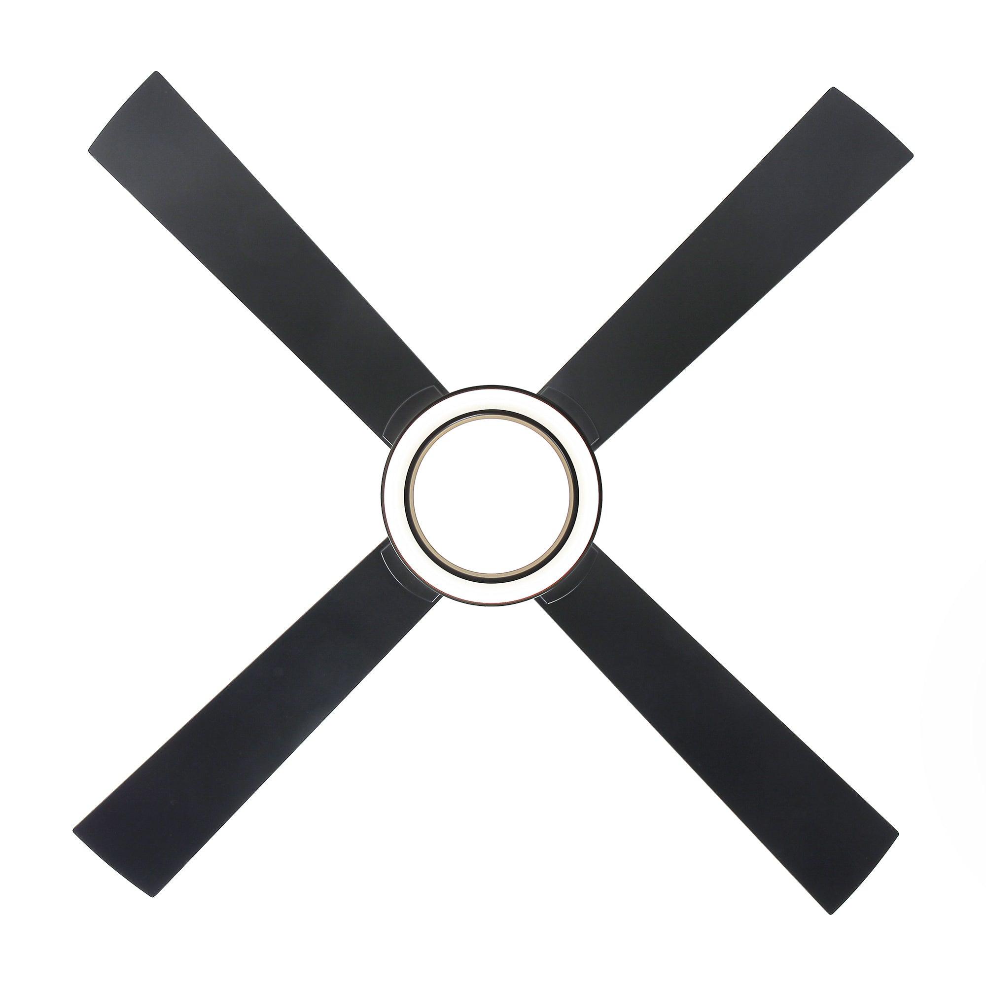 52 Inch Modern Ceiling Fan with LED Light & Remote Control - 4 Blades, DC Motor, Downrod Mount - Perfect for Living Room, Bedroom, and Office Spaces