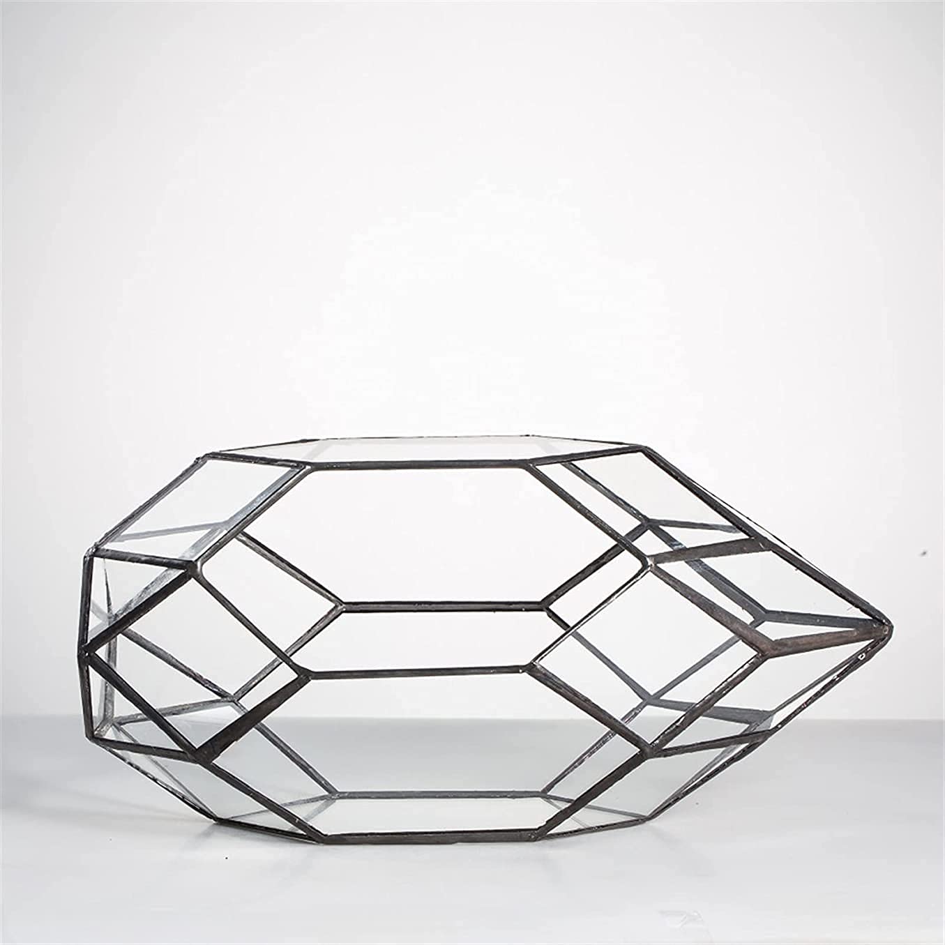 LSDRALOBBEB 11 Inch Modern Geometric Glass Terrarium - Irregular Polyhedral Succulent Planter, Flower Pot for Indoor Plants, Home Decor, Office Desk & Wedding Centerpiece