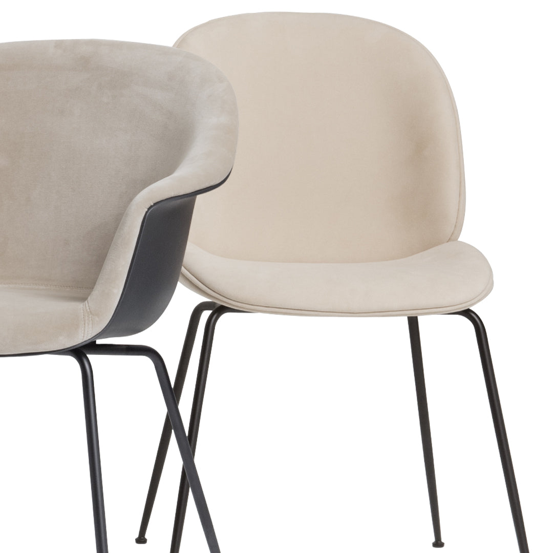 Bat Dining Chair with Black Matte Conic Base & Front Upholstery - Modern Kitchen & Dining Room Seating for Home & Restaurant Use