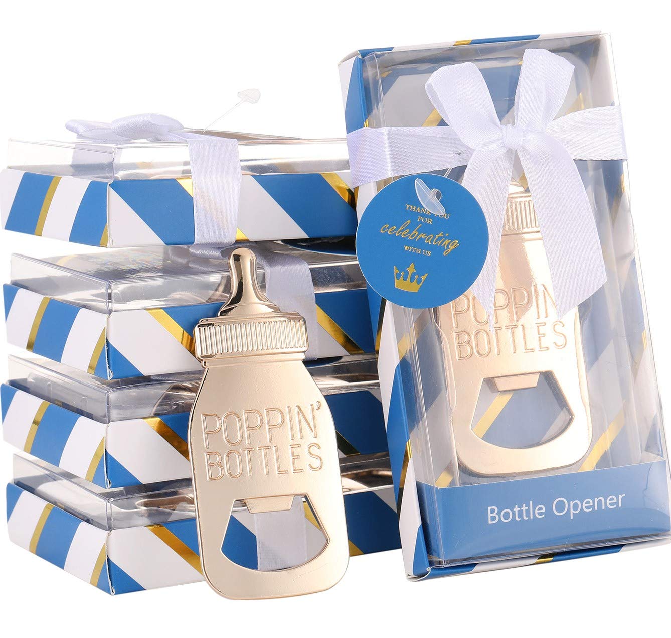 48 Pcs Royal Blue Prince Baby Shower Favors for Boys - Elegant Bottle Openers, Party Souvenirs & Goodie Bag Supplies by PARTYGOGO | Perfect for Baby Shower Decorations, Guest Gifts & Themed Celebrations