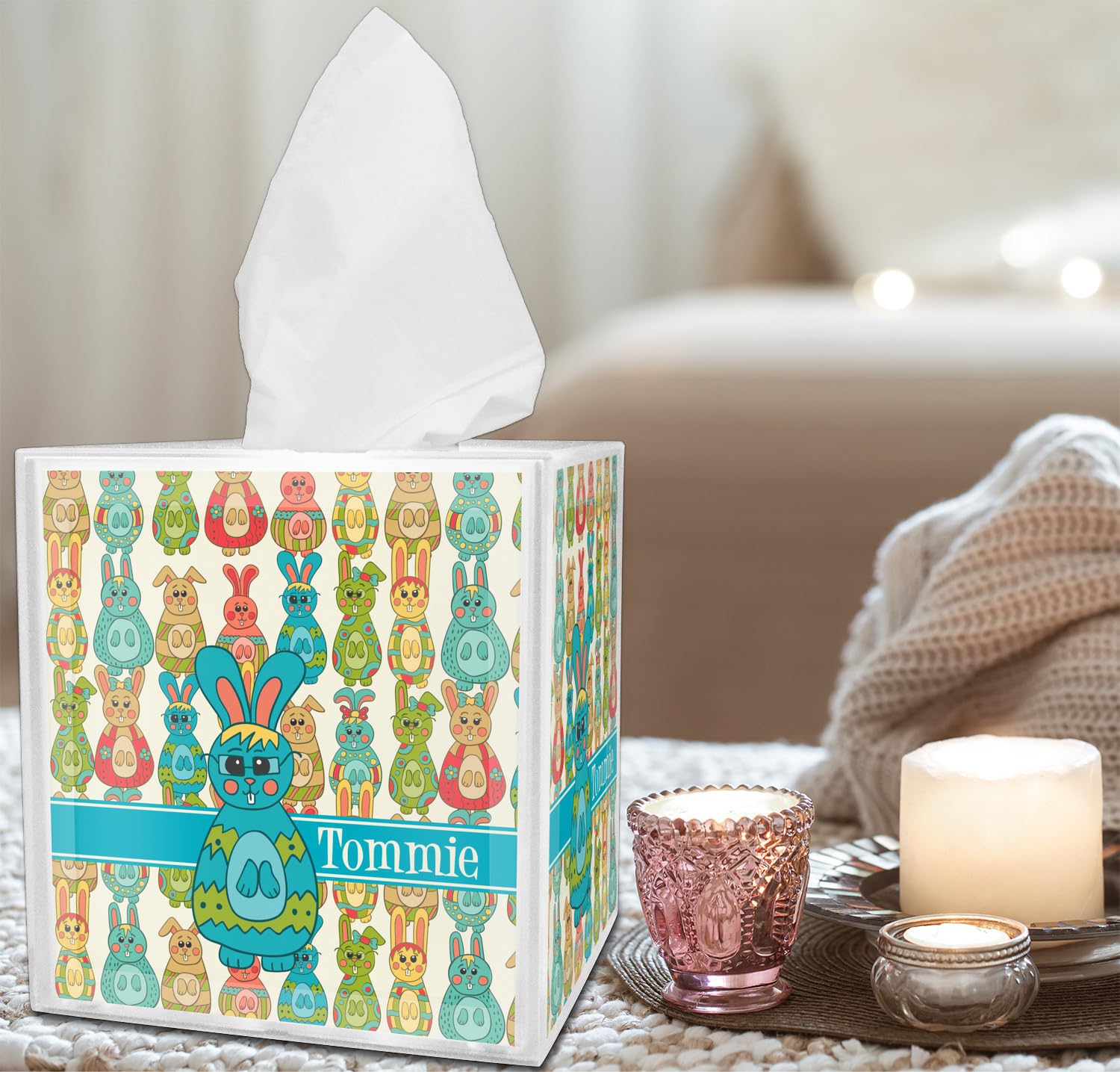 Custom Easter Bunny Tissue Box Cover - Personalized & Fun Home Decor for Easter, Spring, and Holiday Celebrations | Perfect for Living Room, Bedroom, and Party Decorations