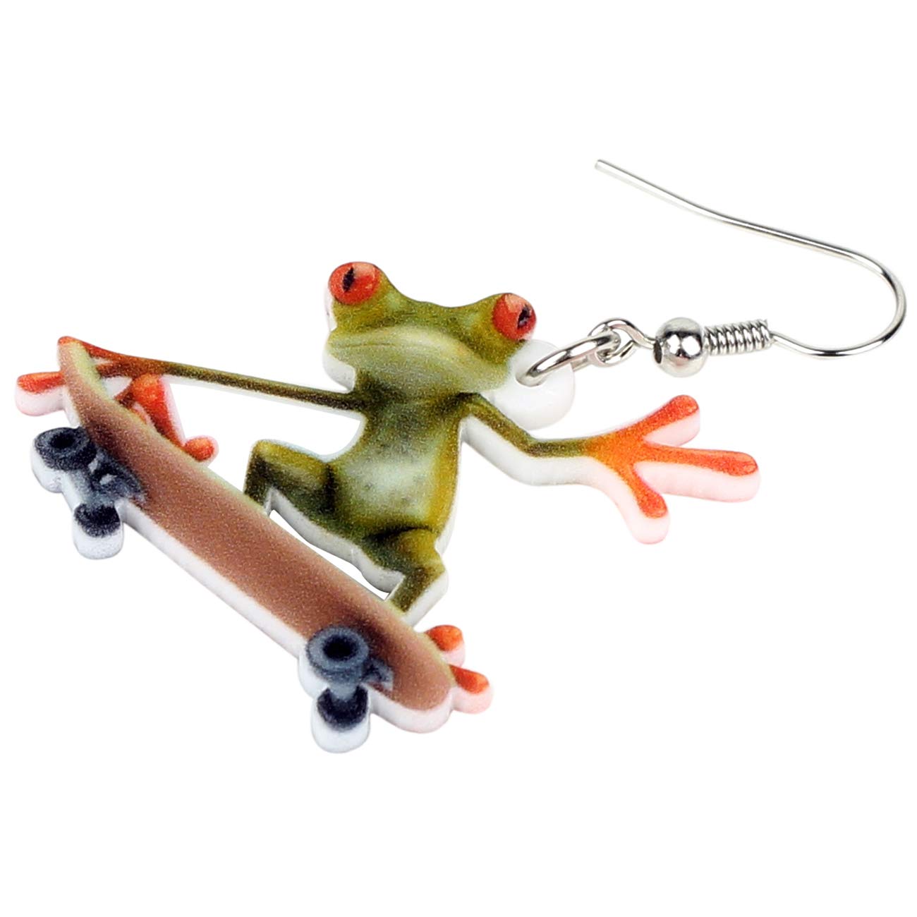 NEWEI Funny Acrylic Frog Earrings - Cute Dangle Animal Jewelry for Women - Unique Handmade Accessories & Charms - Perfect for Casual Wear, Parties & Gifts