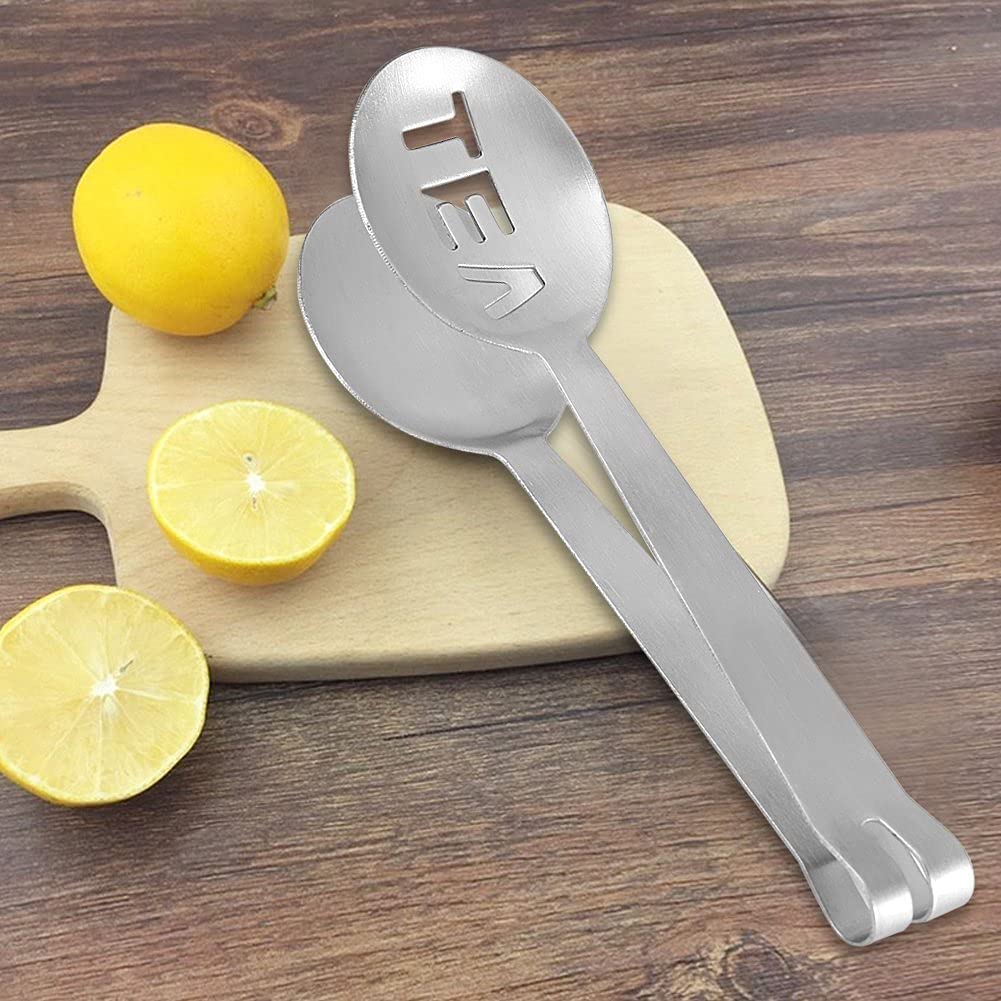 2-Pack Stainless Steel Tea Bag Squeezer & Strainer - Tea Bag Drying Tongs, Lemon Slices Holder, Loose Leaf Tea Clip for Brewing Iced Tea & Cocktails - Perfect for Kitchen, Office & Tea Party Accessories