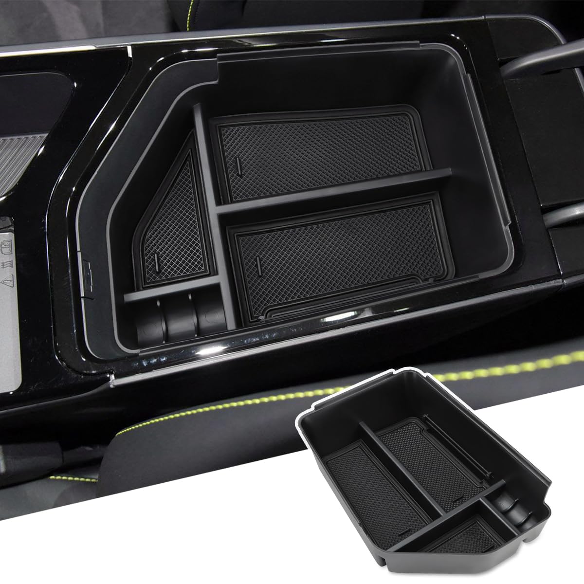 2022-2025 Kia EV6 Center Console Organizer Tray - Black Armrest Storage Box Insert | Car Accessories for Enhanced Organization | Perfect for Road Trips & Daily Commuting