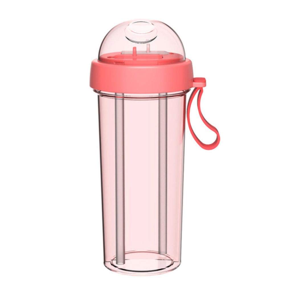 UKKD 420ml/600ml Portable Dual Straw Water Bottle - Leak Proof, BPA Free, Insulated Stainless Steel Drinkware for Gym, Hiking, Travel & Couples Gift