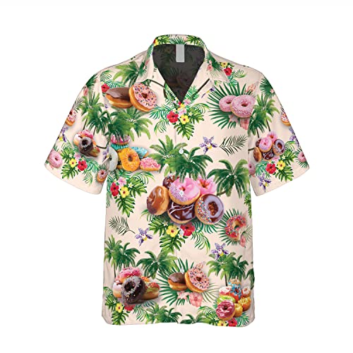 Fast Food Lover Hawaiian Shirt for Men - Short Sleeve Button Down Aloha Shirt with Food Prints | Perfect for Beach Parties, Summer Vacations & Casual Wear