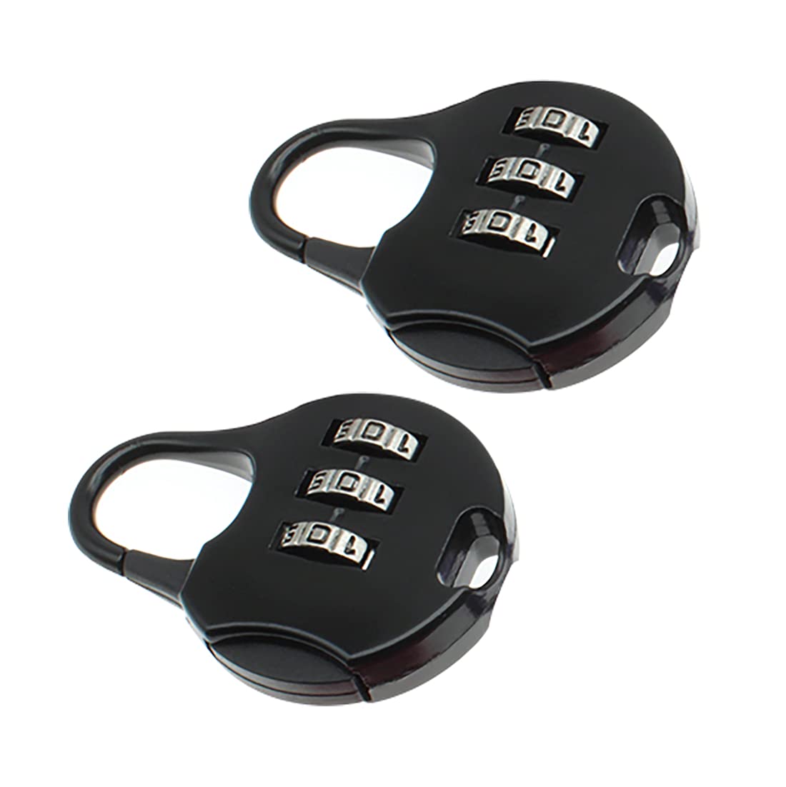 2-Pack HAJXZH 3-Digit Combination Luggage Locks - Zinc Alloy Travel Padlock for Suitcases, Backpacks, Briefcases & School Bags (Black) - Secure Your Belongings During Travel, Commuting & Daily Use