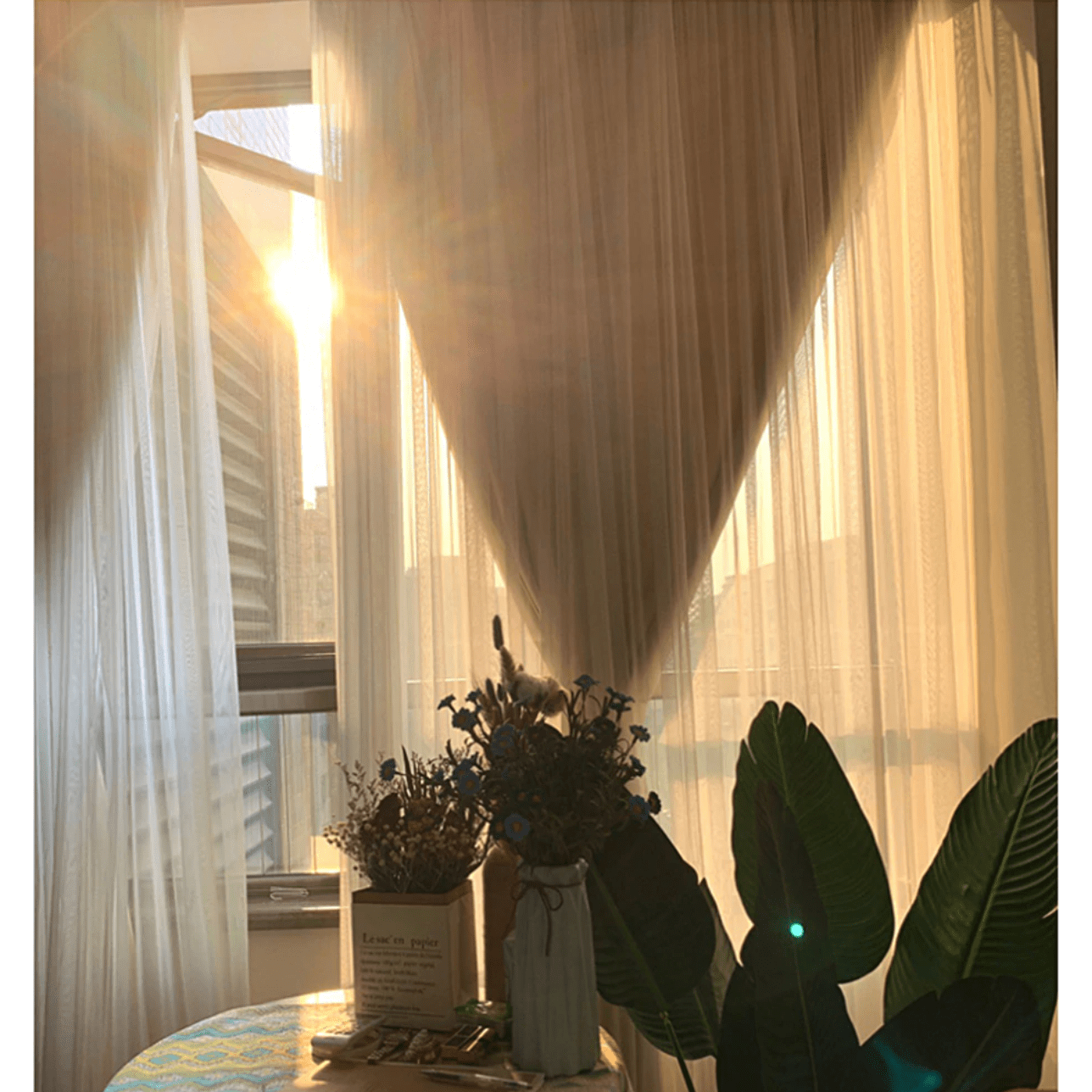 Luxury Veil Curtain - Soft Sheer Window Drapes in Pink, Beige, Blue & White | Elegant Home Decor for Living Room, Bedroom & Wedding Decorations