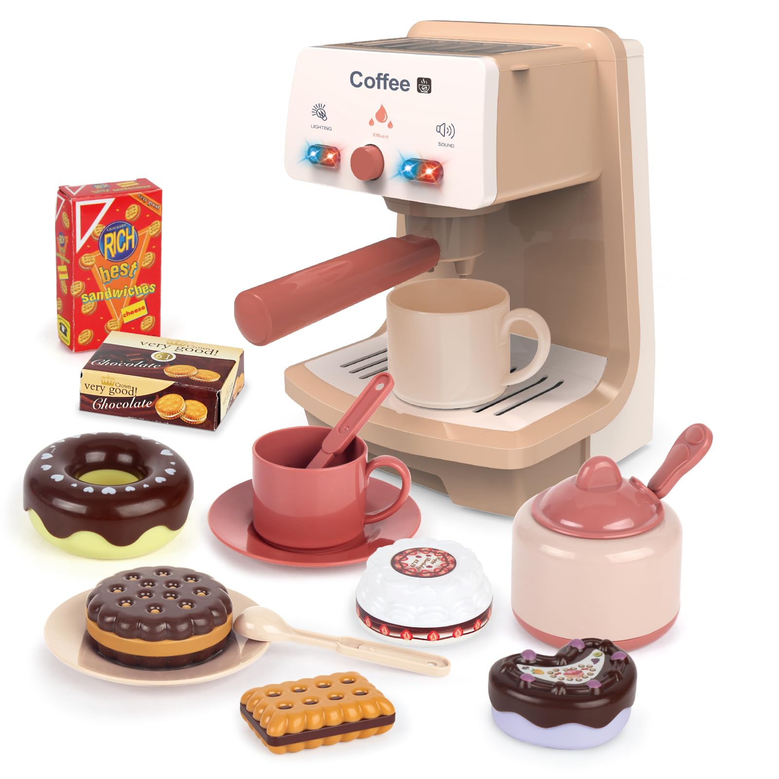 **Kids Pretend Play Coffee Maker Toy Set - Realistic Espresso Machine with Lights & Sounds for Imaginative Play - Perfect for Role-Playing & Kitchen Fun**