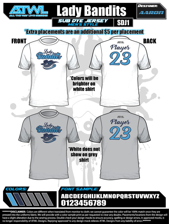 Lady Bandits Men's Sublimated Dye Jersey - Breathable & Lightweight Performance Shirt for Soccer, Basketball & Outdoor Sports