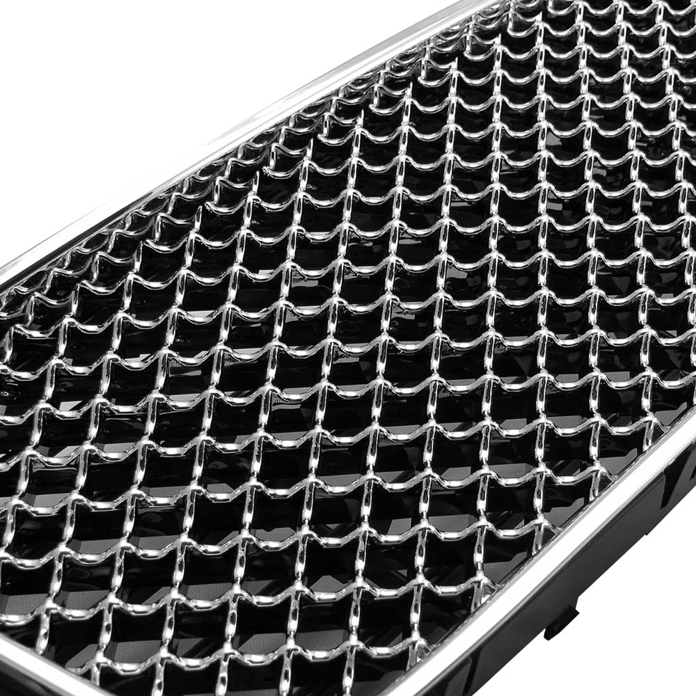 Chrome Mesh Front Upper Hood Grille & Lower Bumper Grille Guard ABS for 06-13 Chevy Impala / 14-16 Limited - Durable Car Exterior Upgrade for Enhanced Style & Protection