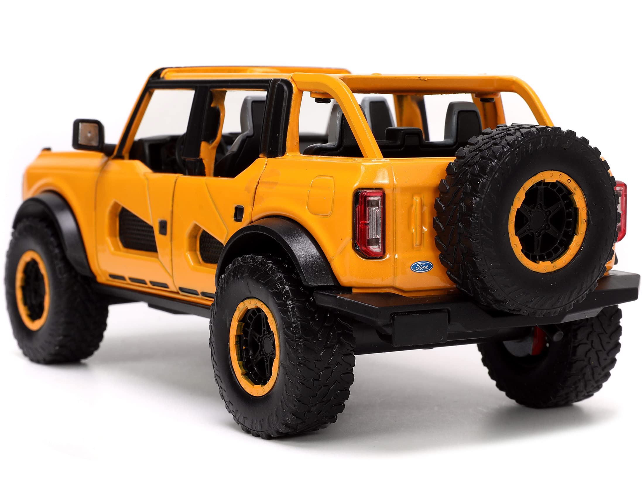 2021 Ford Bronco 1:24 Scale Die-Cast Model Car with Tire Rack - Orange Collectible Toy for Kids & Adults | Perfect for Display, Gifts, and Play Scenes