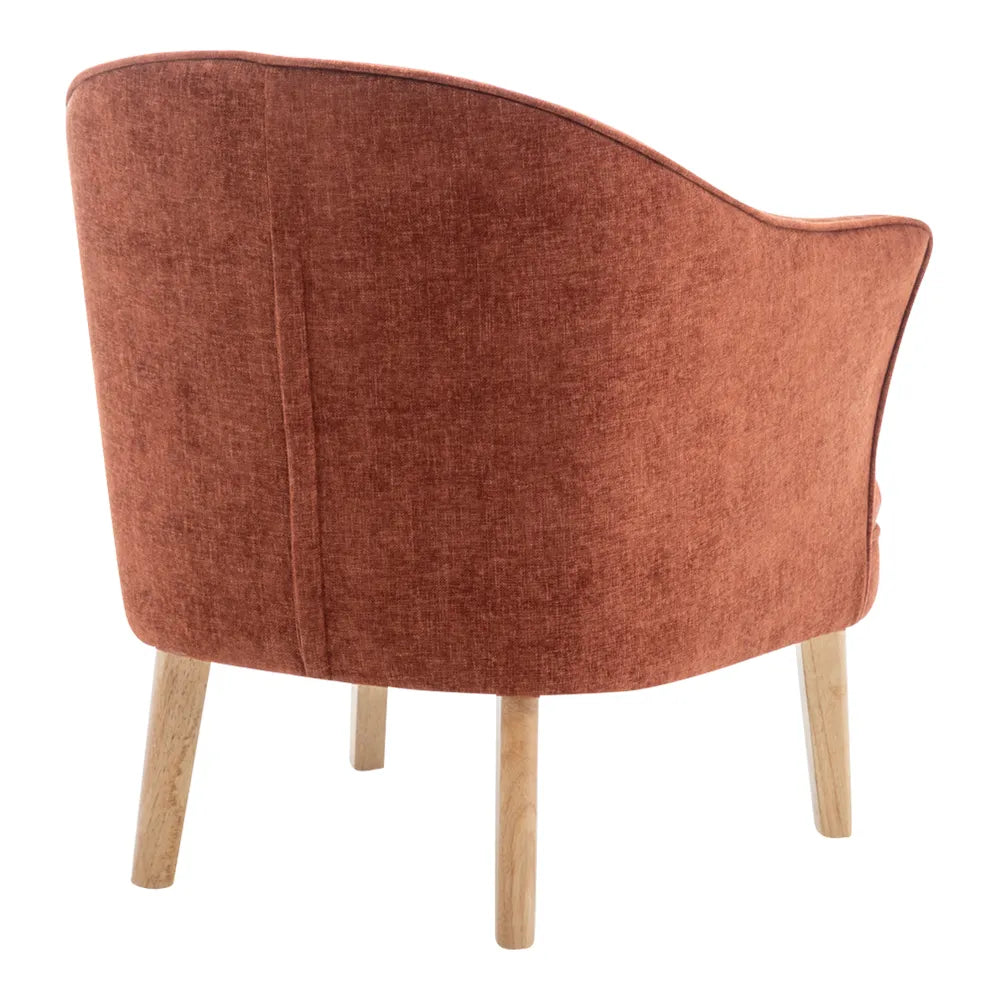 Elsa Occasional Chair - Soft Terracotta Chenille Upholstered Accent Chair for Living Room, Bedroom, or Office - Perfect for Reading Nook, Lounge Area, and Home Decor