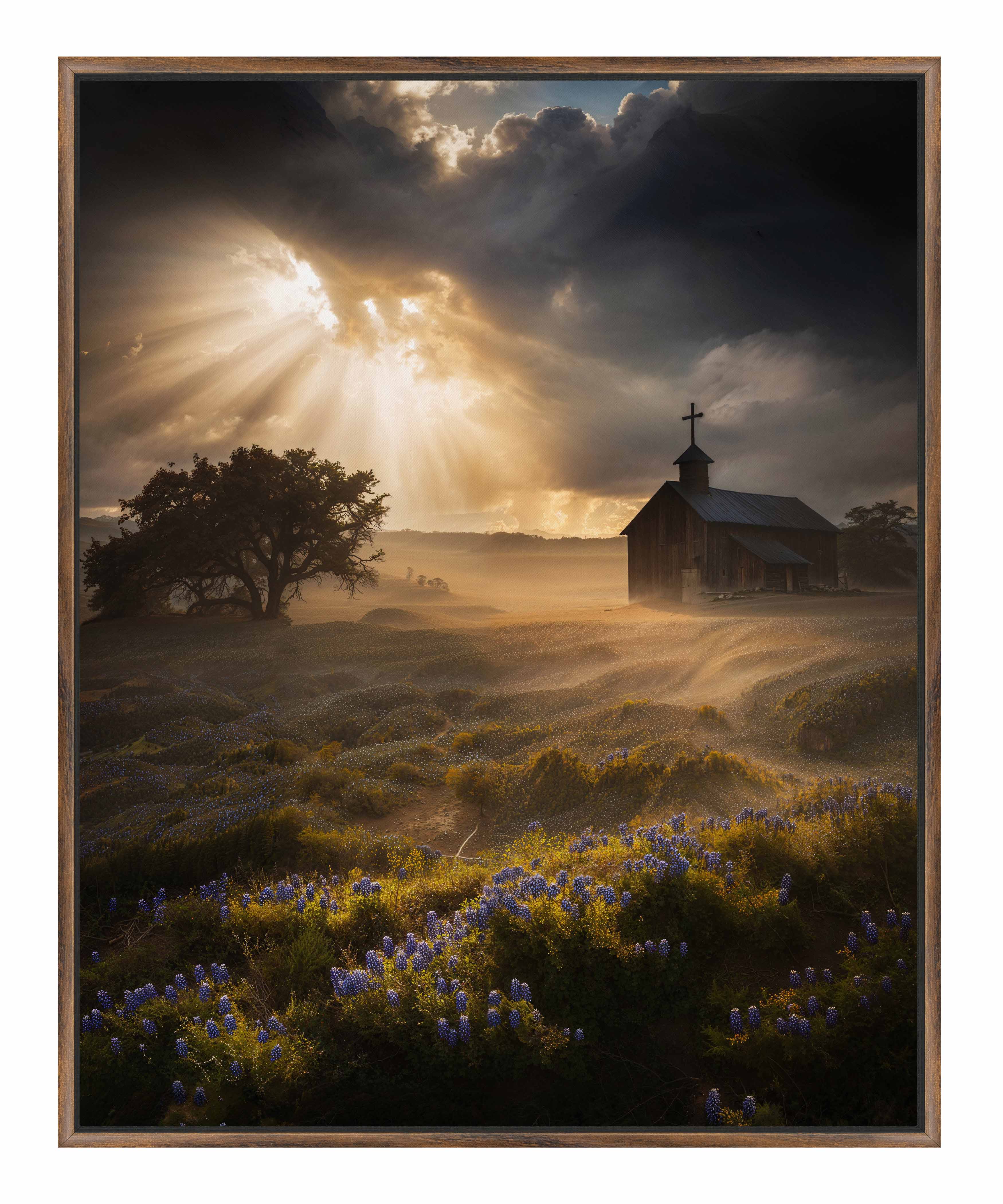Celestial Rays Over Lone Star Land II - Stunning Galaxy Space Art Print on Gallery Wrapped Canvas - Perfect for Living Room, Bedroom & Office Wall Decor
