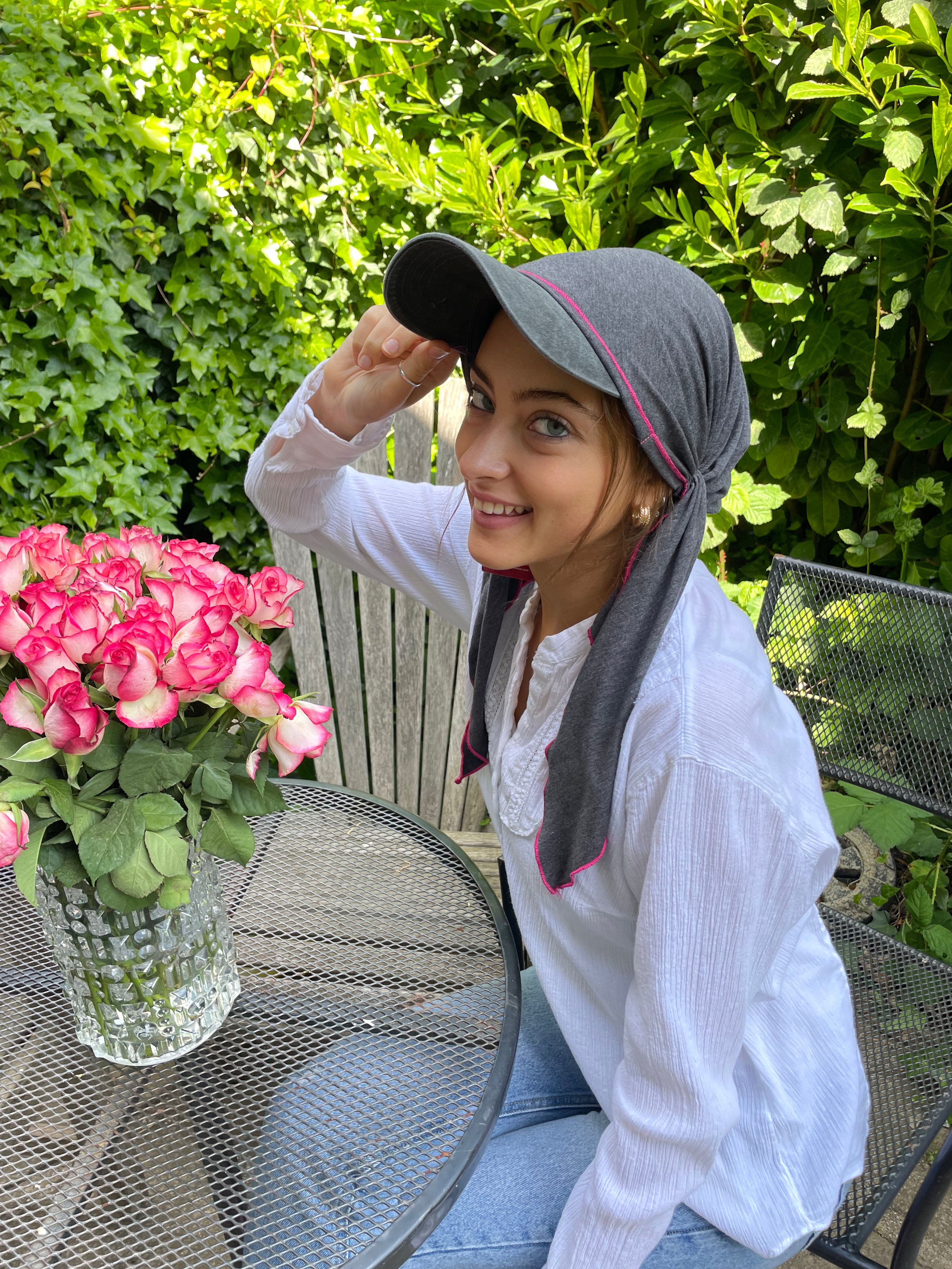 Stylish Baseball Cap with Brim - Grey & Pink Adjustable Sun Hat for Men & Women | UV Protection & Breathable Fabric | Perfect for Outdoor Sports, Beach, Hiking & Daily Wear | Made in USA