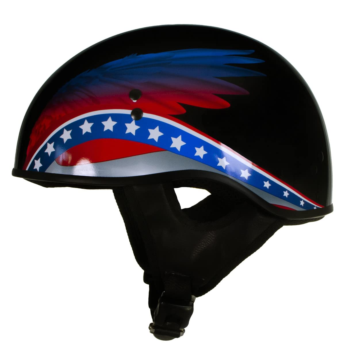 Hot Leathers HLT68 Eagle Wings Black DOT Approved Motorcycle Half Helmet - XXL Size for Cruiser & Harley Riders - Safe & Stylish Skull Cap for Urban Commuting & Weekend Rides