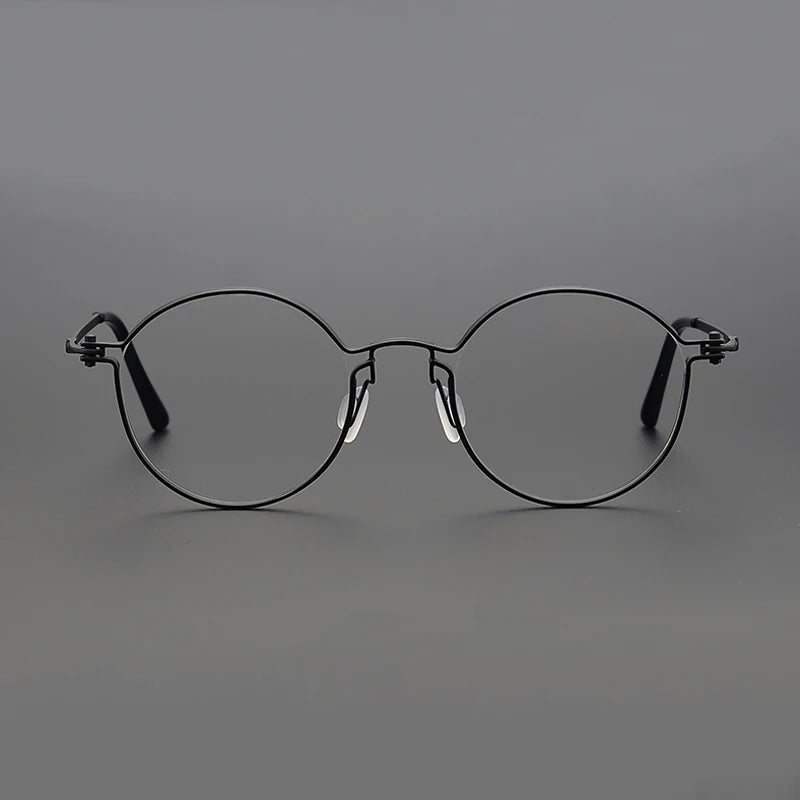 Stylish Black Unisex Full Rim Round Titanium Acetate Eyeglasses TV002 - Perfect for Reading, Work & Everyday Fashion