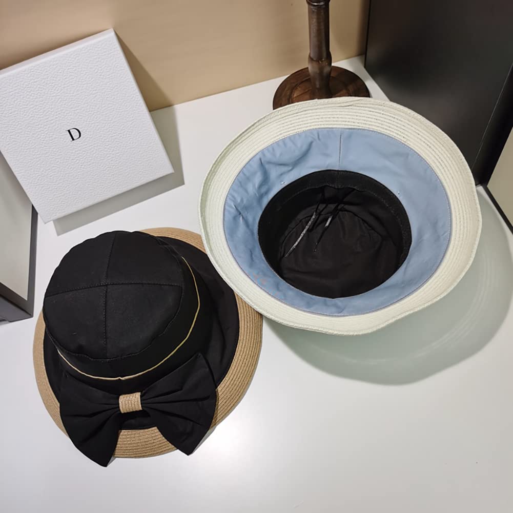 Women's Floppy Wide Brim Straw Hat - Breathable Summer Bucket Hat with Bow - UV Protection Sun Hat for Beach, Travel & Outdoor Activities