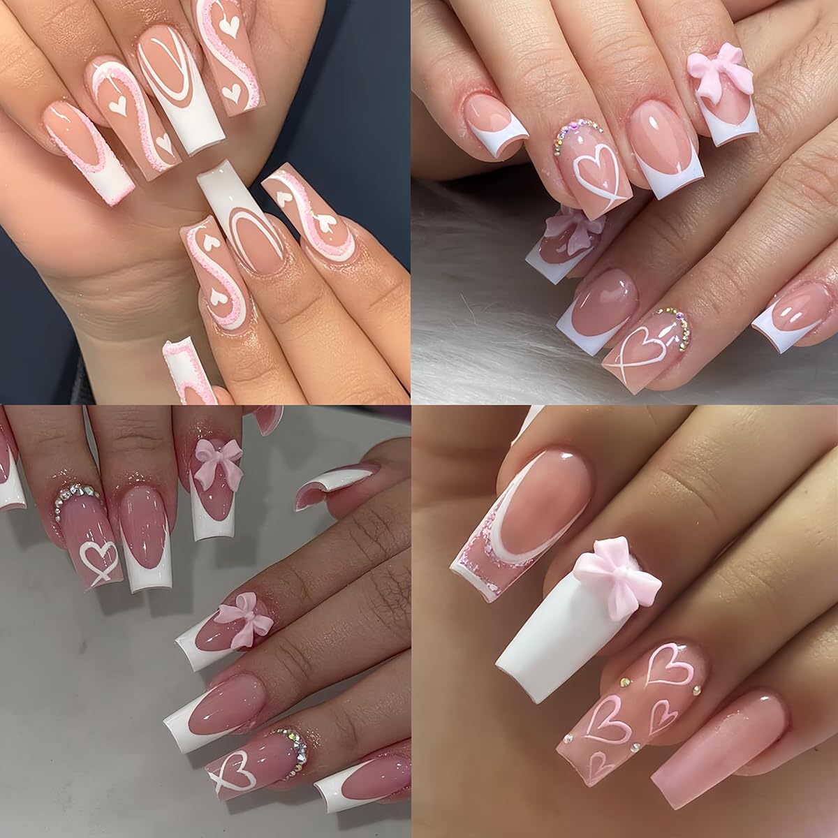 Valentine's Day Nail Stickers - 8 Sheets Heart Nail Art Decals in Red, Black, White, Silver & Gold | Love & Holiday Nail Designs for Women & Girls | DIY Manicure & Nail Art | Perfect for Valentine's Gifts, Date Nights & Special Occasions