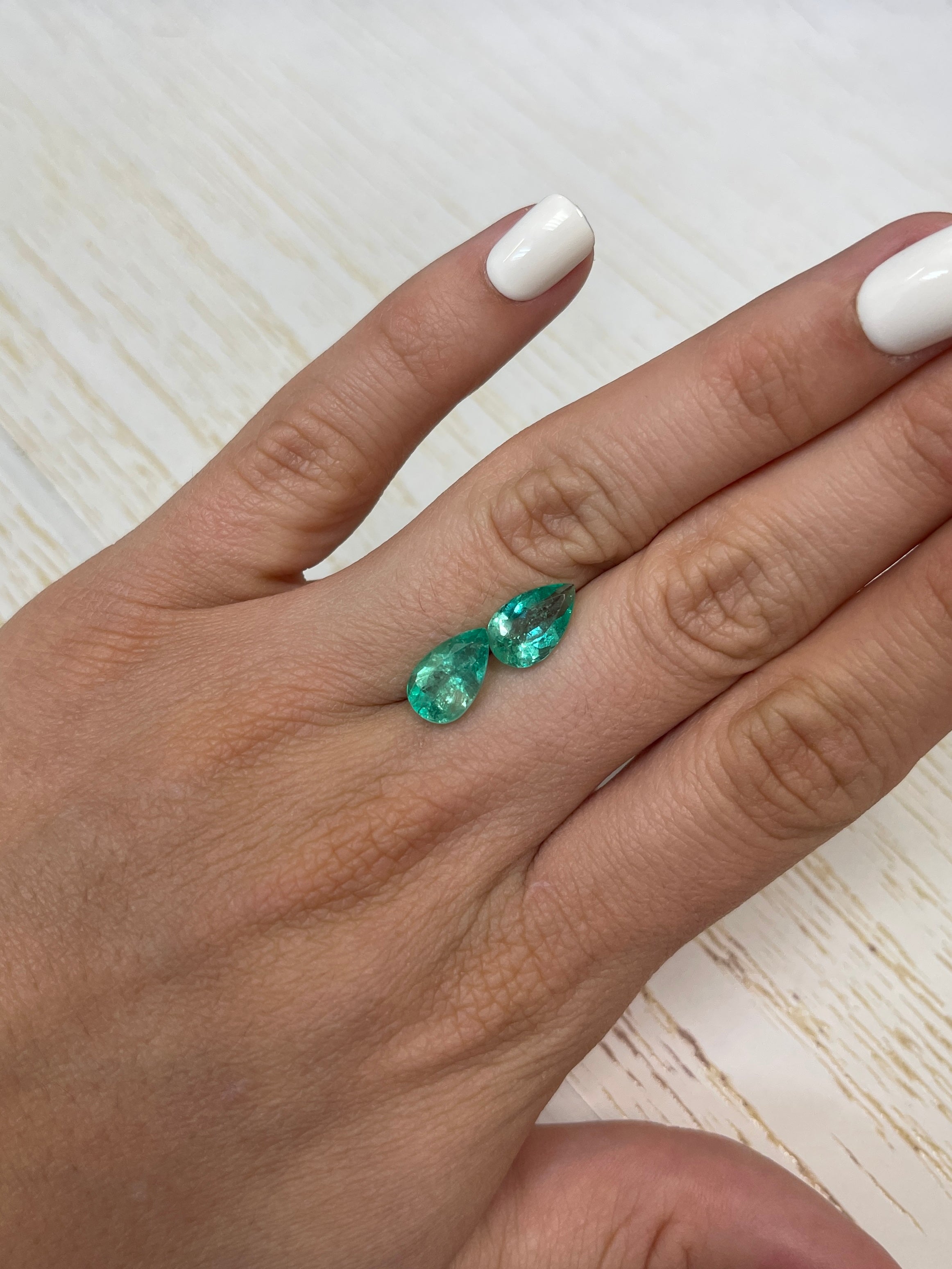 4.76tcw 12x7.5mm Matching Pair Colombian Emerald Pear Cut Loose Gemstones for Jewelry Making & Engagement Rings