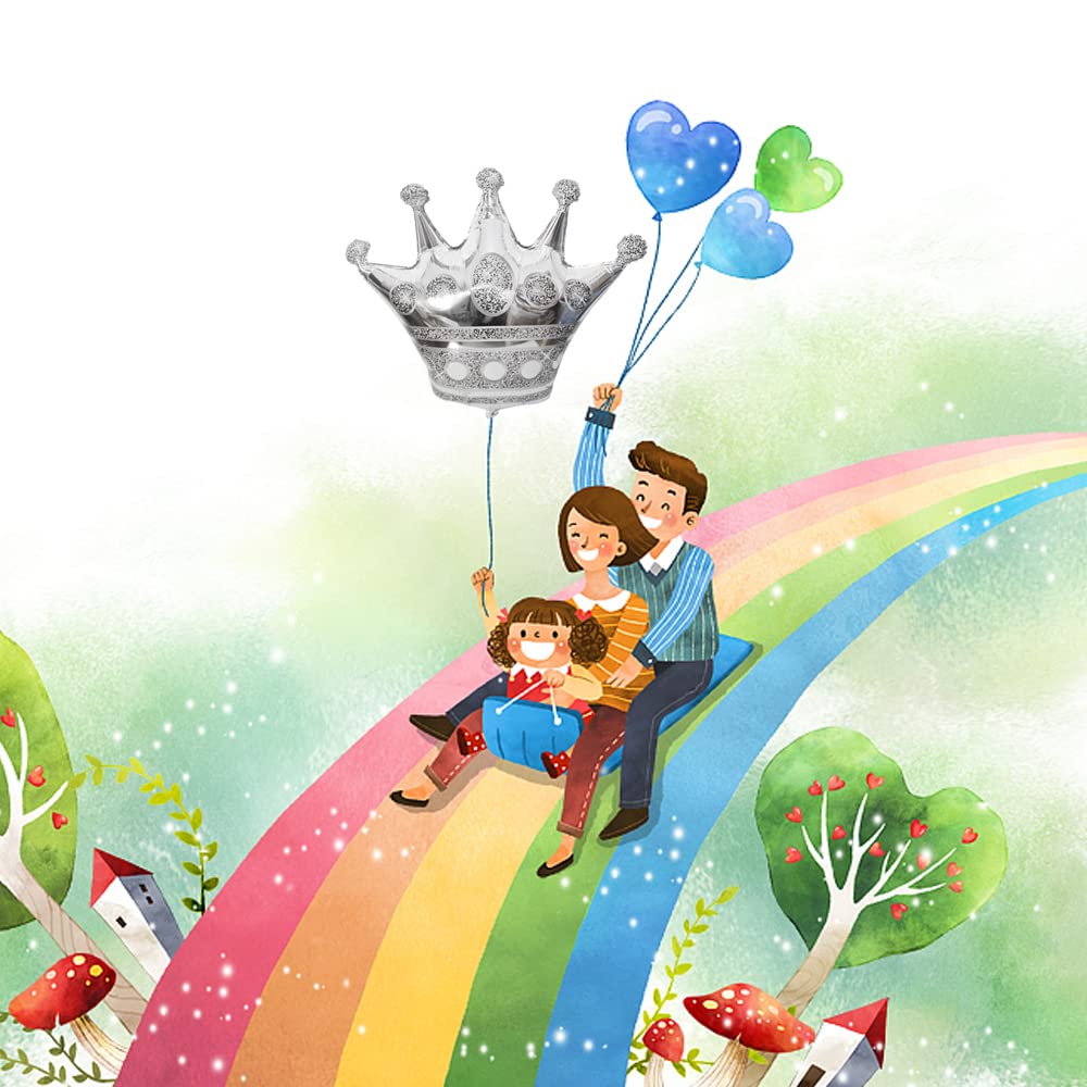 Silver Crown Balloons 30Inch 5PCS for Baby Shower, Wedding & Birthday Decor