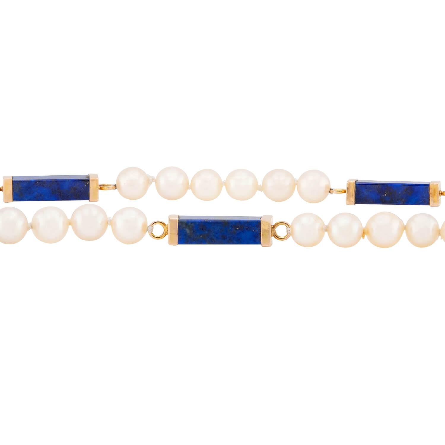 14k Gold Pearl & Lapis Lazuli Beaded Necklace for Women - Elegant Layered Statement Jewelry for Weddings, Parties & Special Occasions