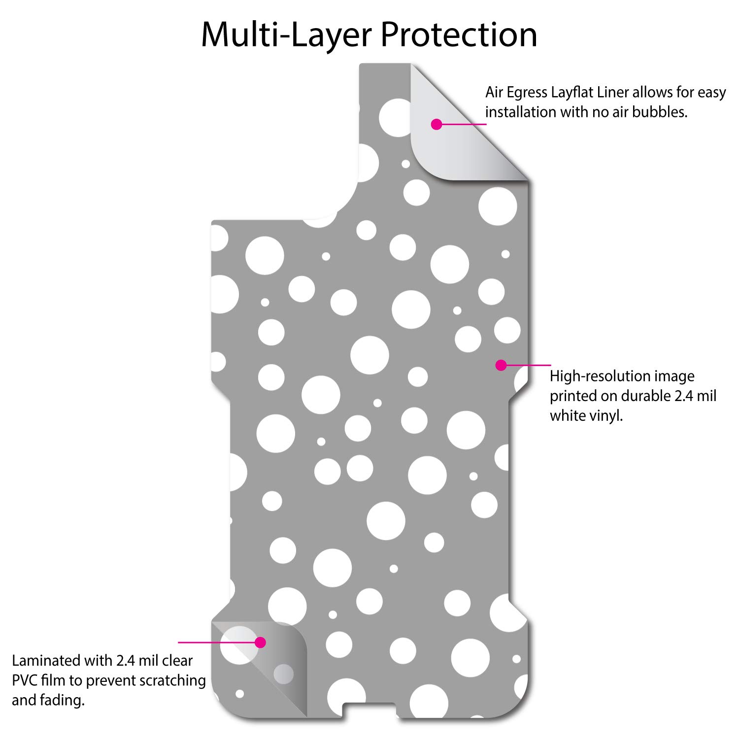 DistinctInk Custom Skin & Decal for OtterBox Commuter iPhone 11 Pro Max (6.5 Inch) - Grey White Polka Dot Design | Protective Cover for Work, Travel & Everyday Use