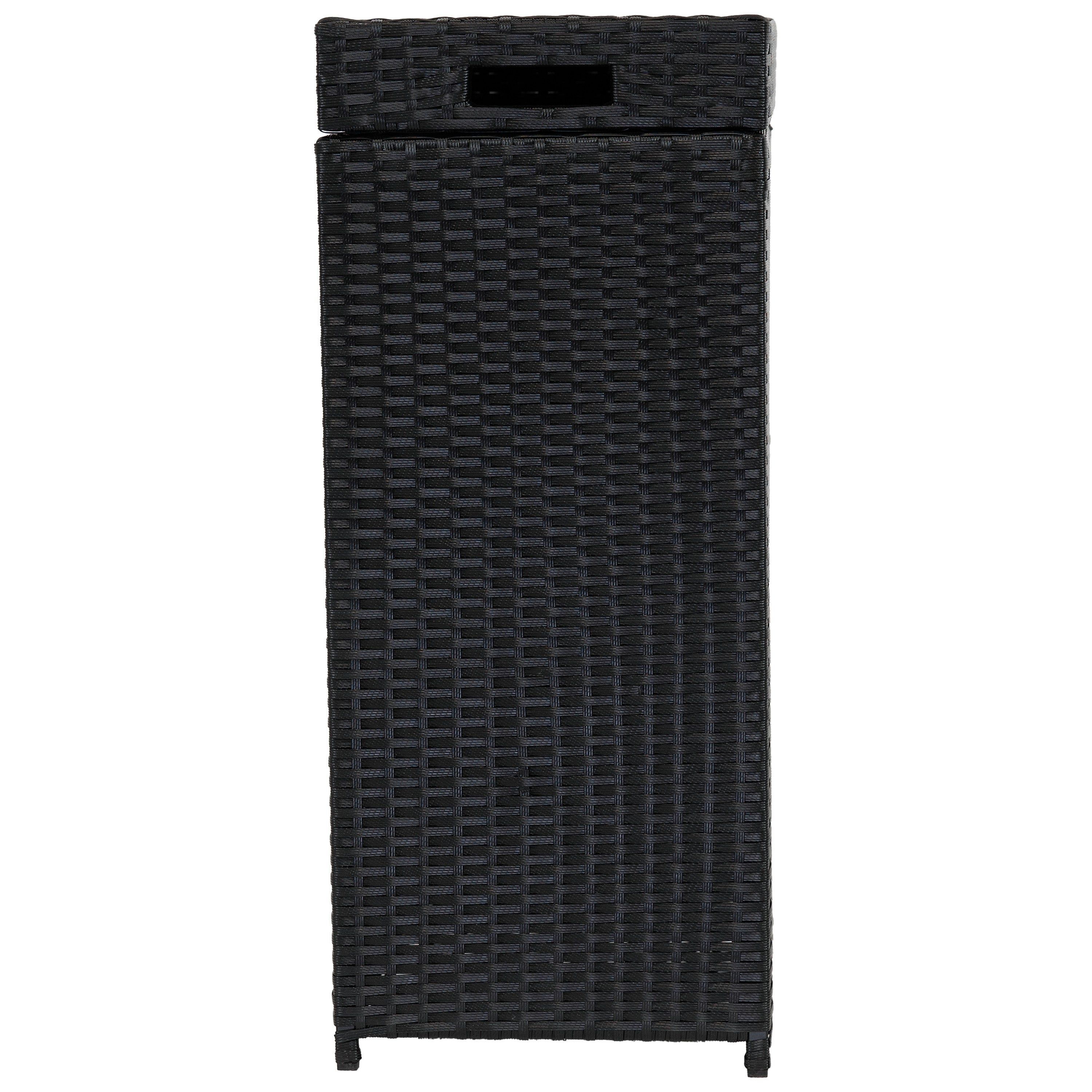 Sunnydaze Outdoor Wicker Trash Cans with Lids - Set of 2 (26 Gallon & 15 Gallon) - Weather-Resistant Patio, Garden & Backyard Waste Bins for Home & Commercial Use