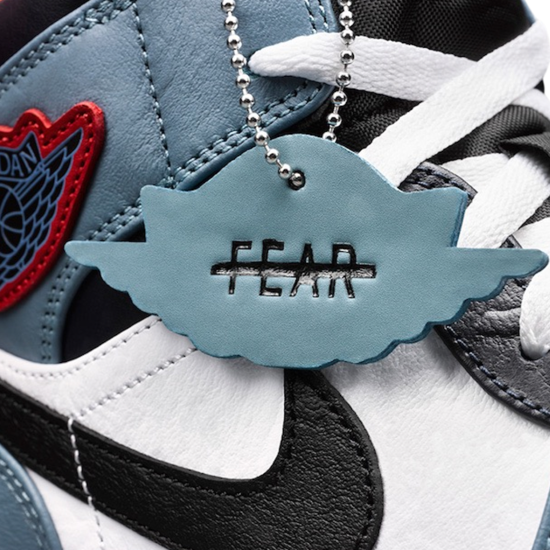 Air Jordan 1 Mid Fearless Facetasm Sneakers - White/Black/Celestial Teal/Dark Obsidian Basketball Shoes for Men | Streetwear Fashion & Casual Wear
