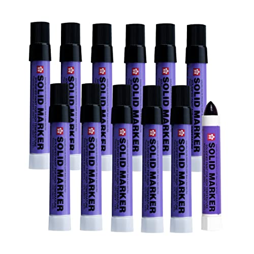 SAKURA Permanent Paint Markers - 12 Pack Black Solid Paint Pens for Window, Wood, Glass - Waterproof & Quick-Drying - Ideal for DIY Crafts, Signage, and Home Decor Projects