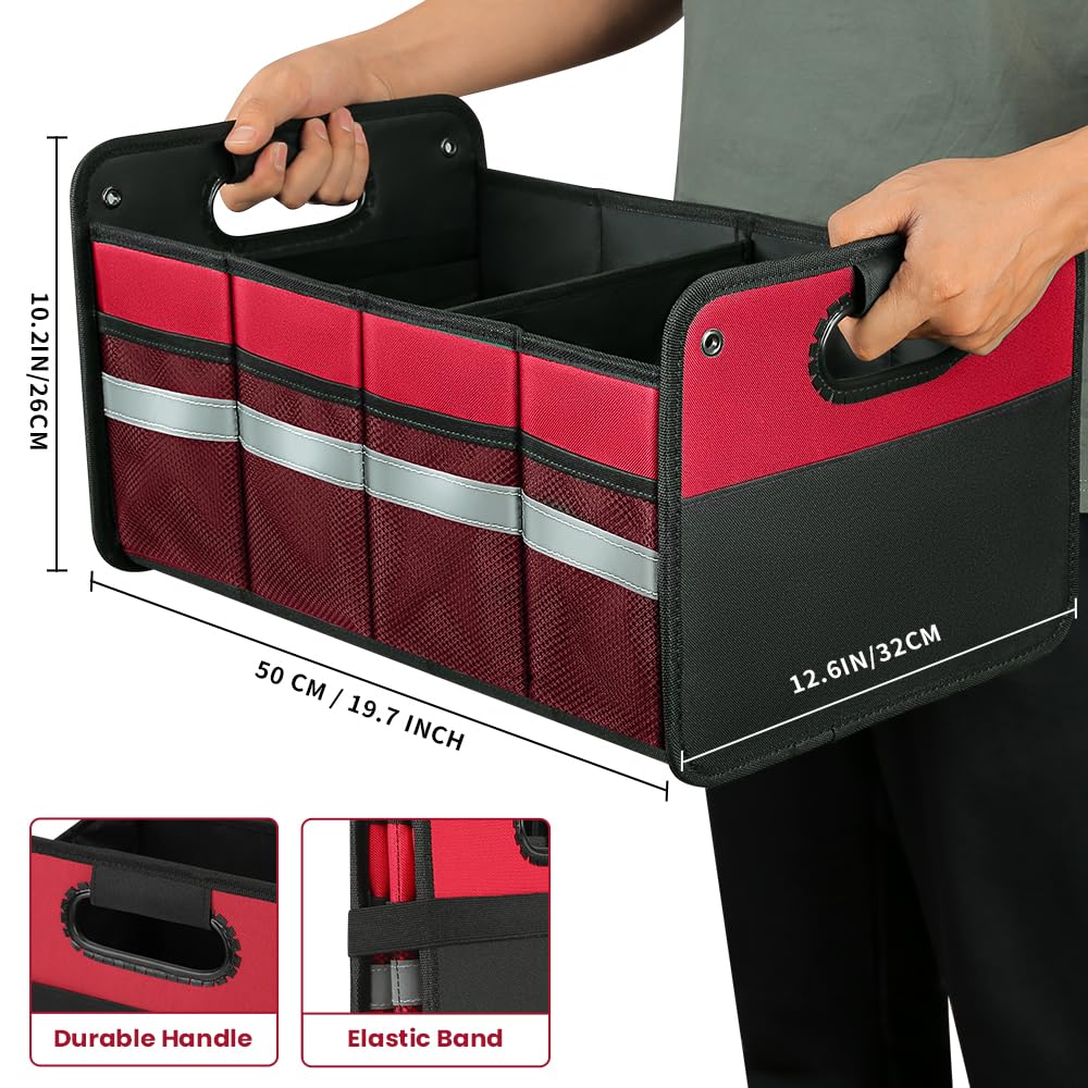 50L Waterproof Car Trunk Organizer with Reinforced Handles & Non-Slip Bottom - Durable Polyester Storage for SUV, Sedan, Truck, Minivan | Perfect for Road Trips, Grocery Shopping & Travel Accessories