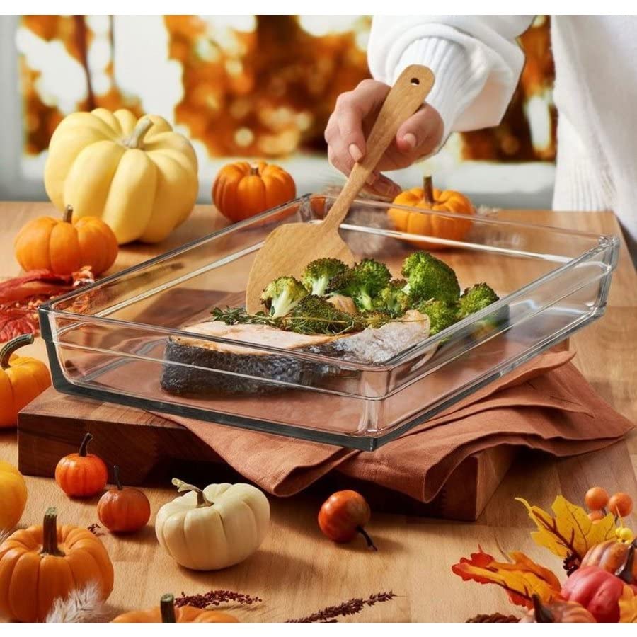 Premium Borosilicate Glass Roaster Baking Dish - 10x14 Inch, 4.5 Quart Oven-Safe Casserole Pan - Rectangular Heat-Resistant Baking Tray for Cooking & Serving - Perfect for Roasting, Baking Casseroles, Meal Prep & Holiday Dinners