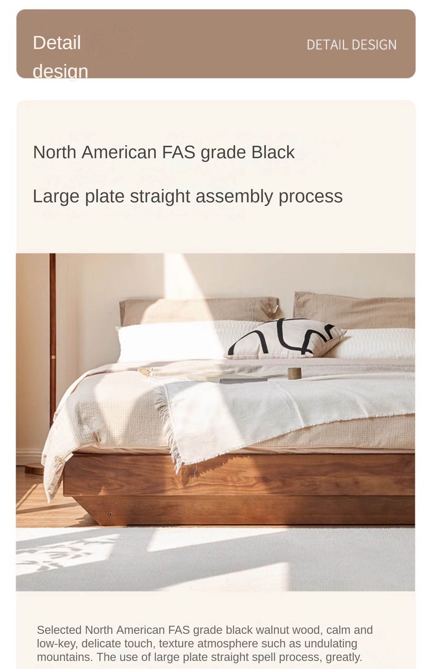 Solid Black Walnut Wood Platform Bed - No Headboard, Box Spring Free - Perfect for Modern Bedrooms & Minimalist Home Decor