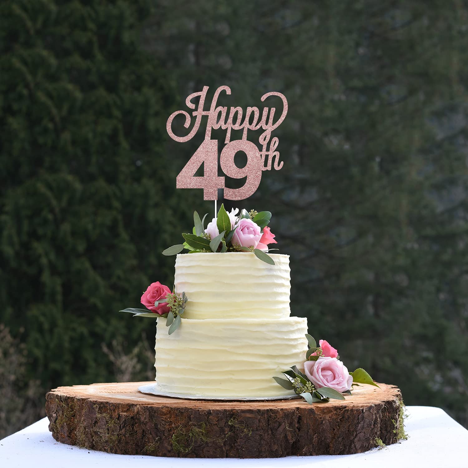 LINGTEER 49th Birthday Cake Topper - Cheers to 49 Years Old Party Decorations, Gold Foil Cake Sign for Anniversary Celebrations, Retirement Parties & Milestone Birthdays