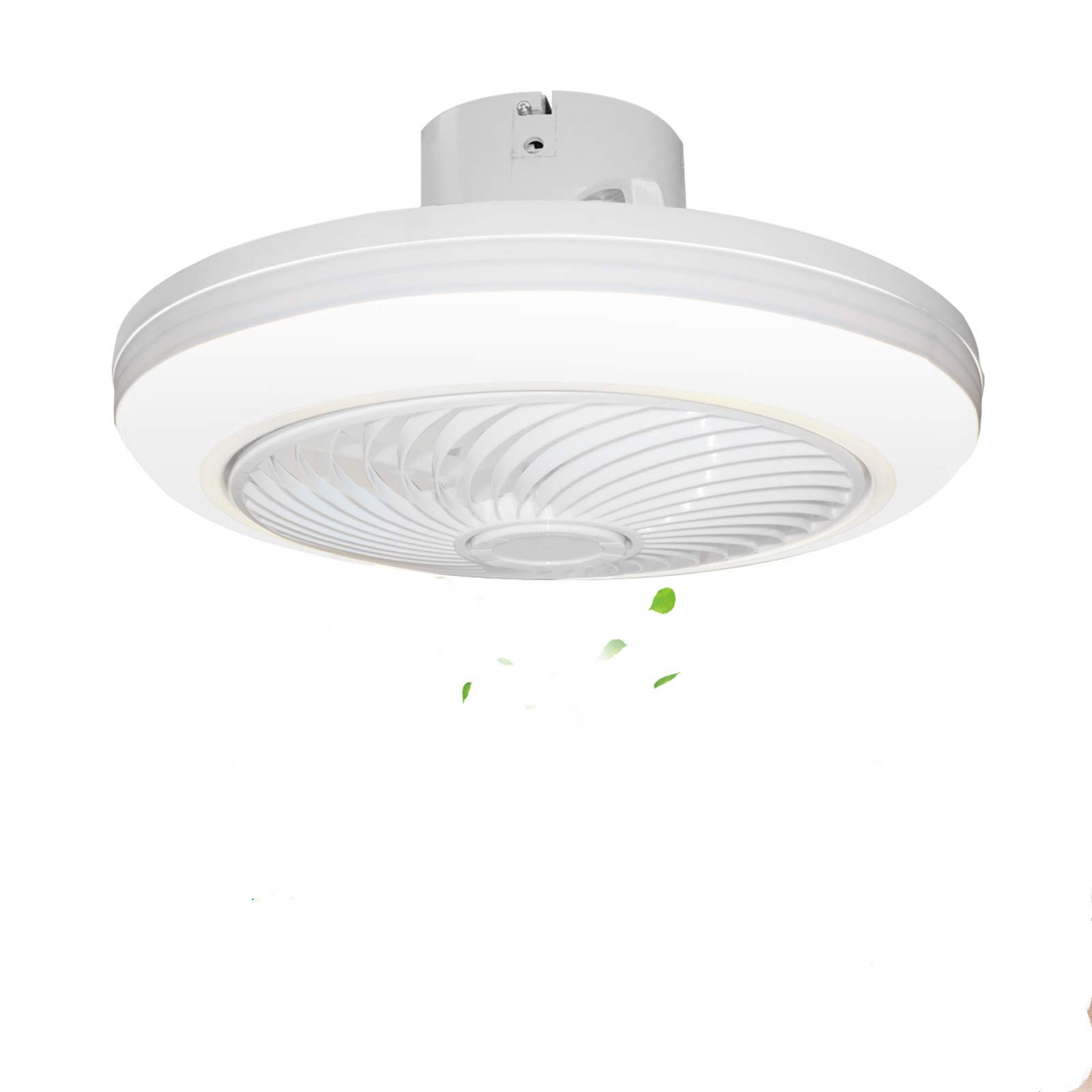 18 Inch Bladeless Ceiling Fan with LED Light - Remote Control, Semi-Flush Mount, 110V, White - Perfect for Kids' Bedrooms, Nursery, and Small Spaces