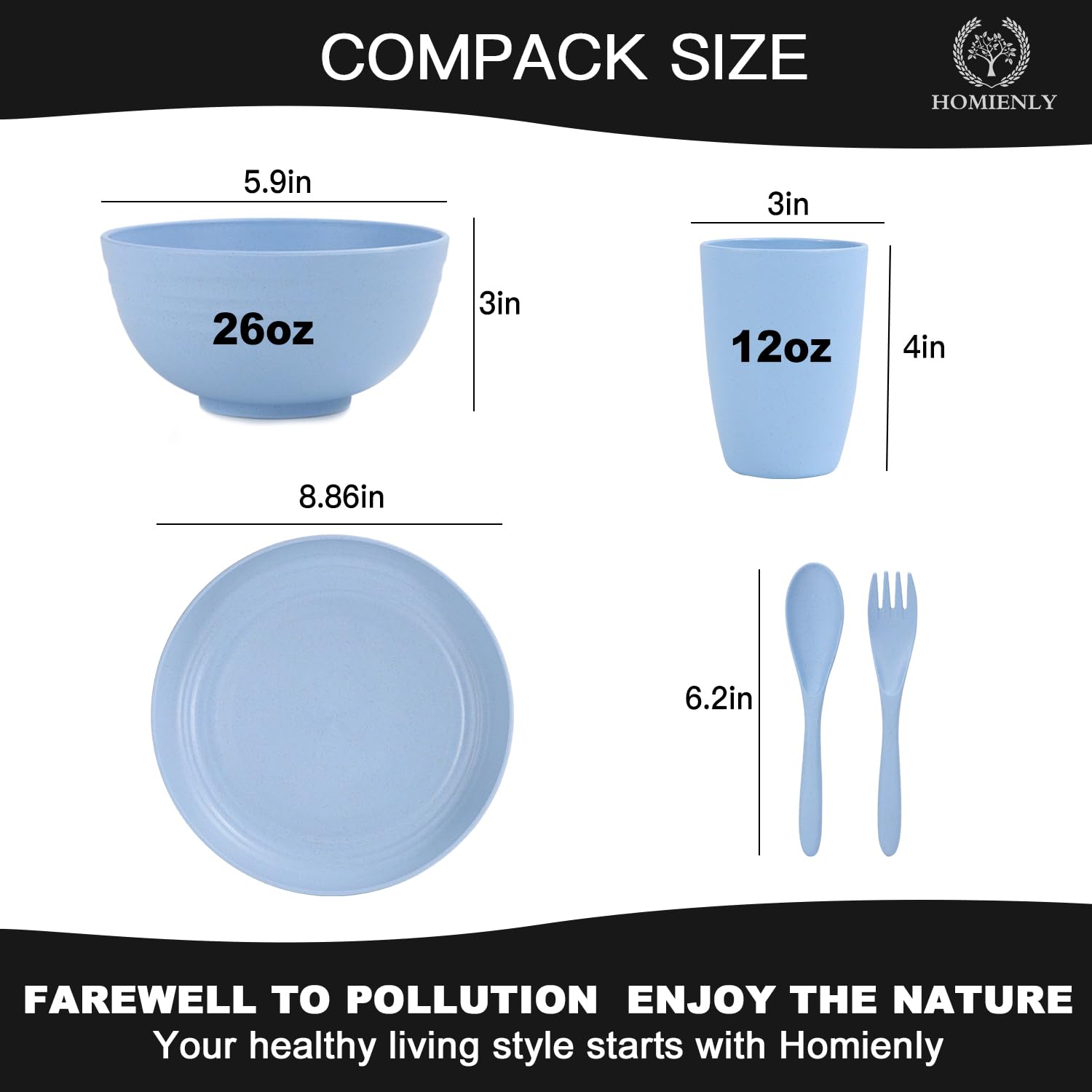 Eco-Friendly Wheat Straw Dinnerware Set - 20-Piece BPA-Free Plates & Bowls | Microwave & Dishwasher Safe | Unbreakable Reusable Tableware for Kitchen, Camping, Picnics & Outdoor Dining