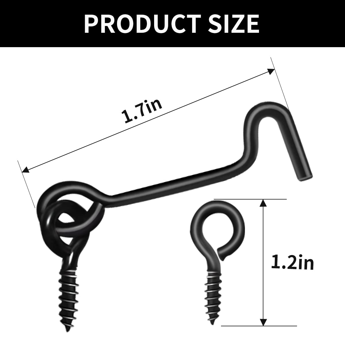 JUGREAT 5PCS Swivel Hook Eye Latch for Windows, Doors & Gates - 1.7 Inch Heavy Duty Cabinet Hook Lock with Mounting Screws - Perfect for Home, Office, RV & Pet Safety Security