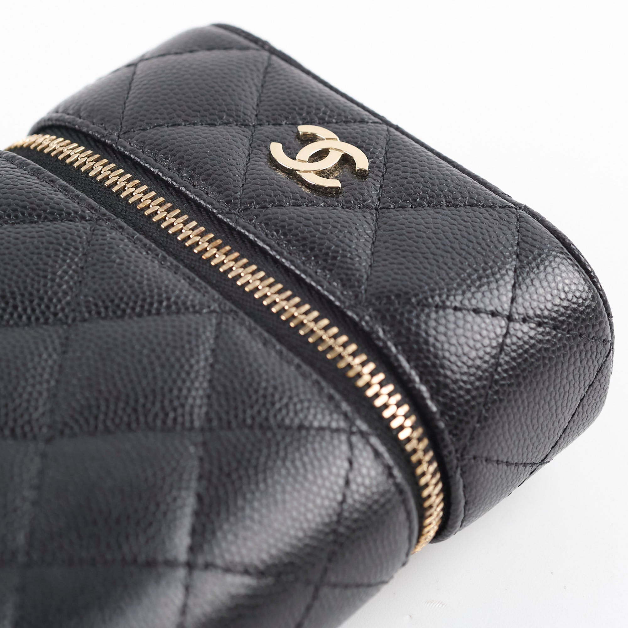 Chanel Caviar Vertical Vanity Case Black - Luxury Leather Cosmetic Bag for Women | Perfect for Travel, Makeup Storage & Everyday Use