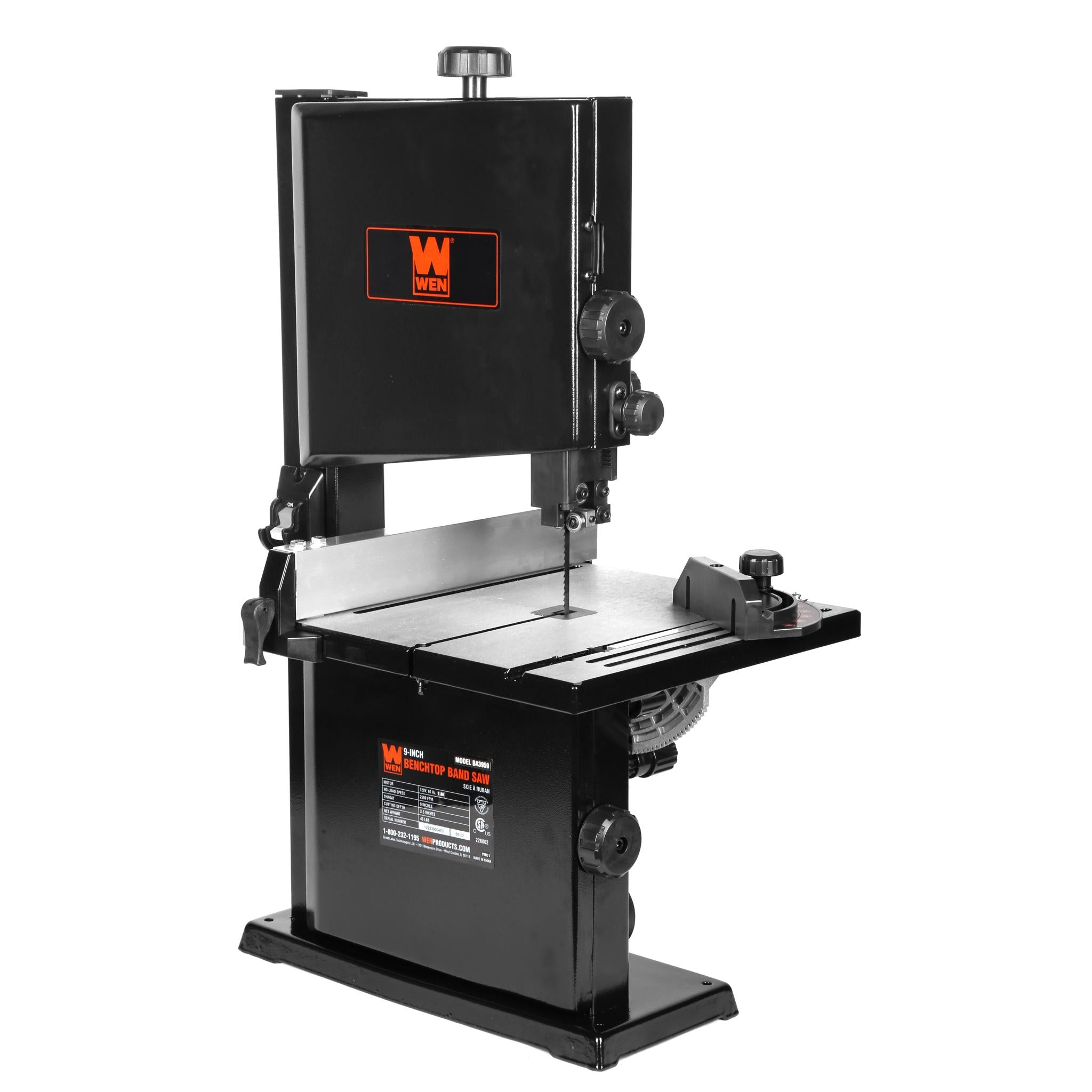 WEN BA3959 2.8 Amp 9 Inch Benchtop Band Saw - Compact Woodworking Tool for DIY Projects & Home Workshop Cutting