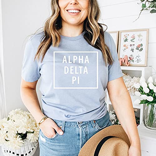 Alpha Delta Pi Box Tee - Comfortable Cotton T-Shirt for Sorority Sisters | Perfect for Casual Wear, College Events & Greek Life
