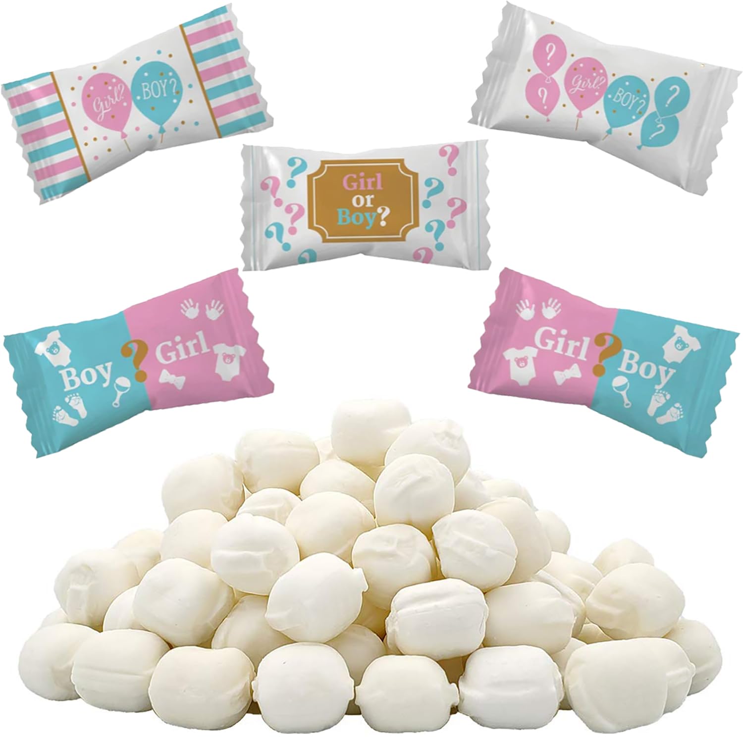 Dreidel Company Gender Reveal Buttermints - Fat-Free After Dinner Mints, Individually Wrapped (275 Count) - Perfect for Baby Showers, Gender Reveal Parties & Wedding Favors