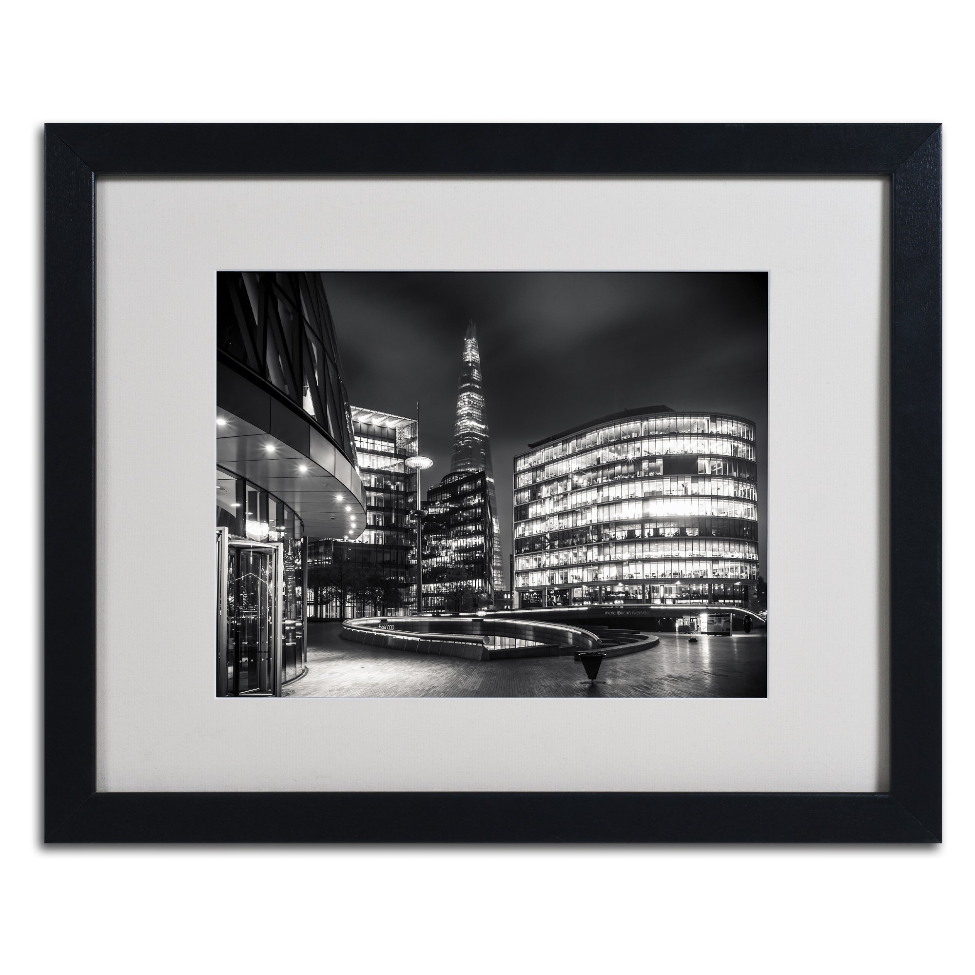Trademark Fine Art Gotham Side of London Matted Framed Wall Art Print by Giuseppe Torre - Black Frame 16x20 Inches - Perfect for Living Room, Bedroom & Office Decor