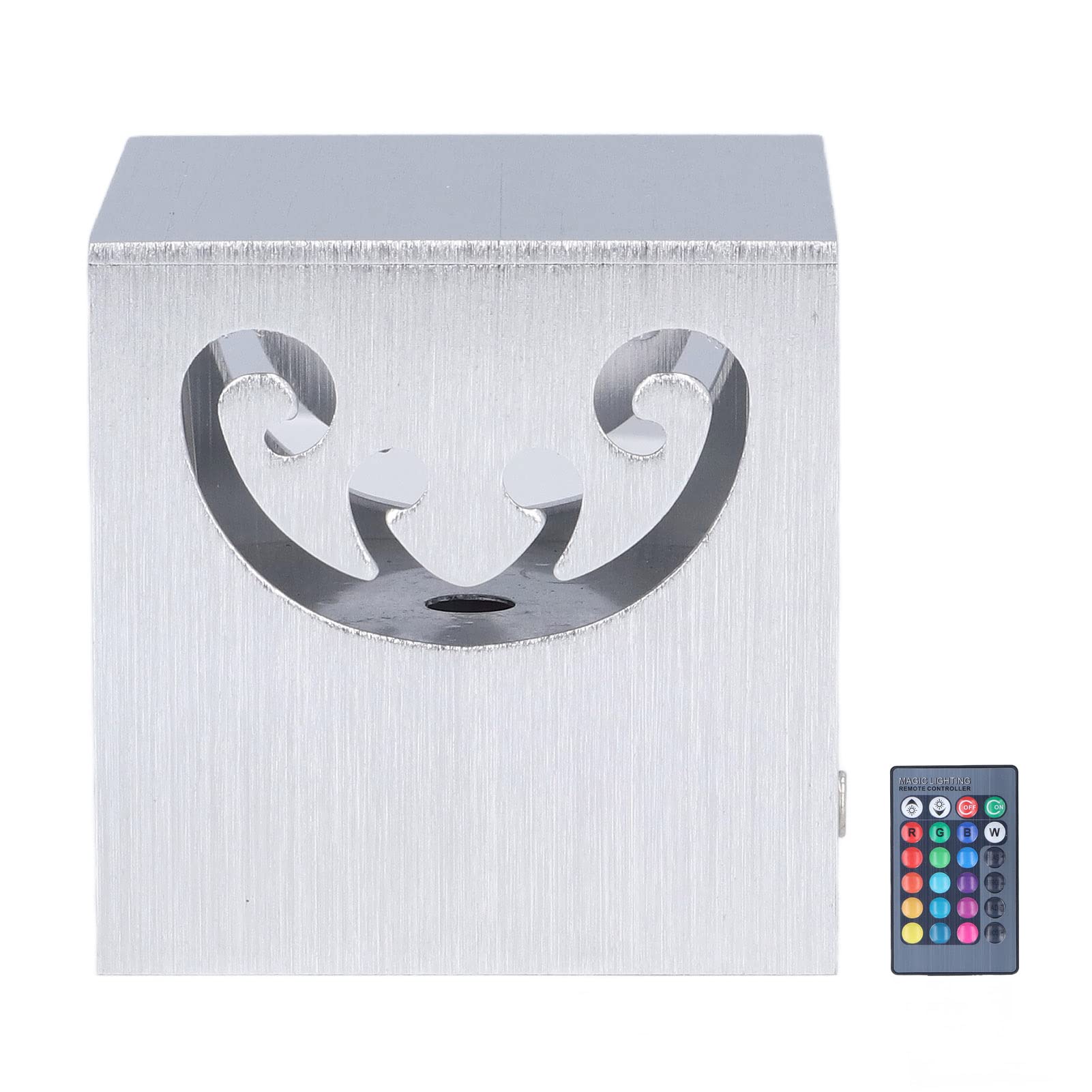 YWBL-WH RGB LED Wall Light with Remote Control - 3W Aluminum Hollow Design, 24-Key Remote & 360° Illumination - Perfect for Bedroom, Living Room, and Outdoor Decoration